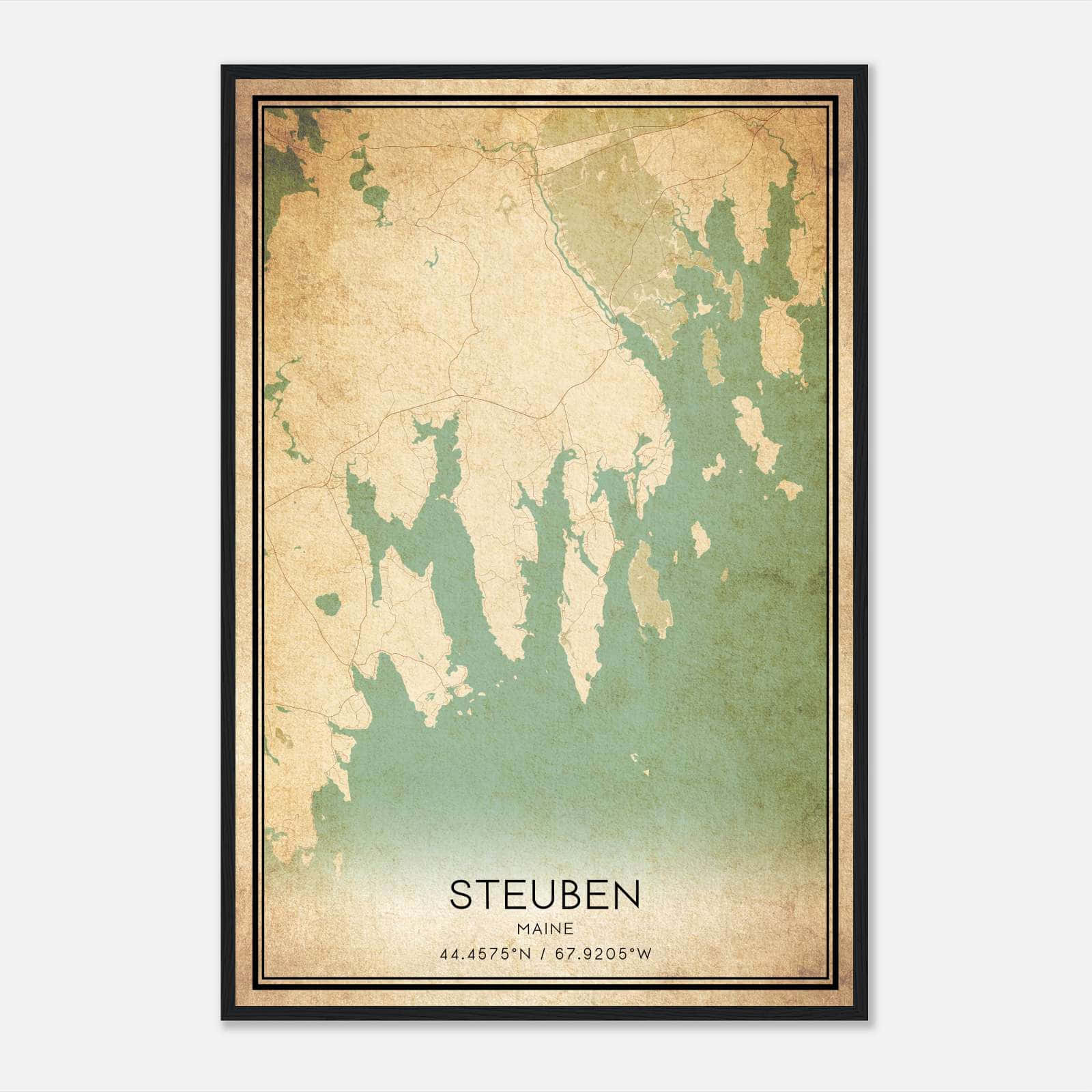 Vintage Steuben Maine Map Poster, Steuben ME City Road Wall Art Print Vintage Steuben Maine Map Poster, Steuben ME City Road Wall Art Print