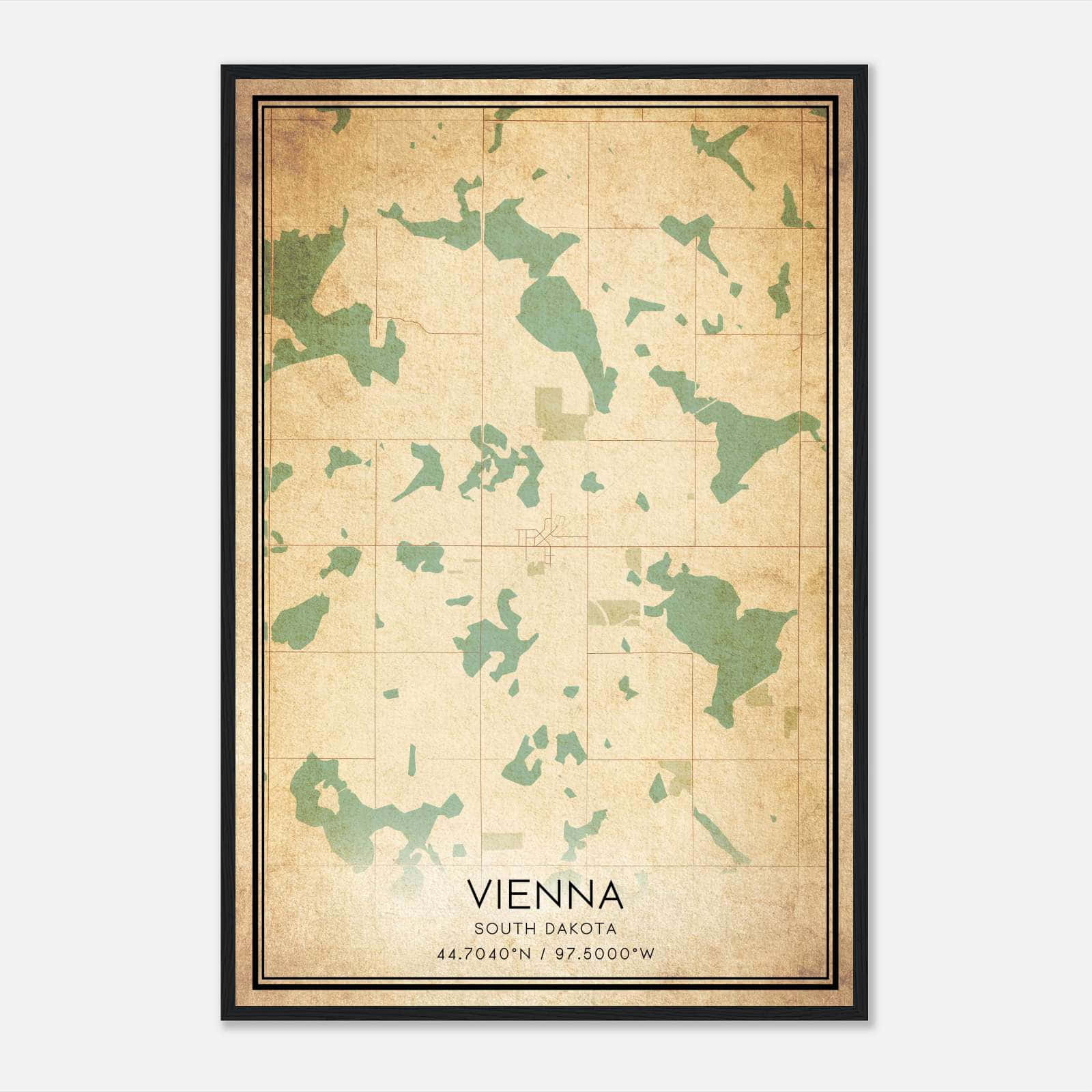 Vintage Vienna South Dakota Map Poster, Vienna SD City Road Wall Art Print Vintage Vienna South Dakota Map Poster, Vienna SD City Road Wall Art Print