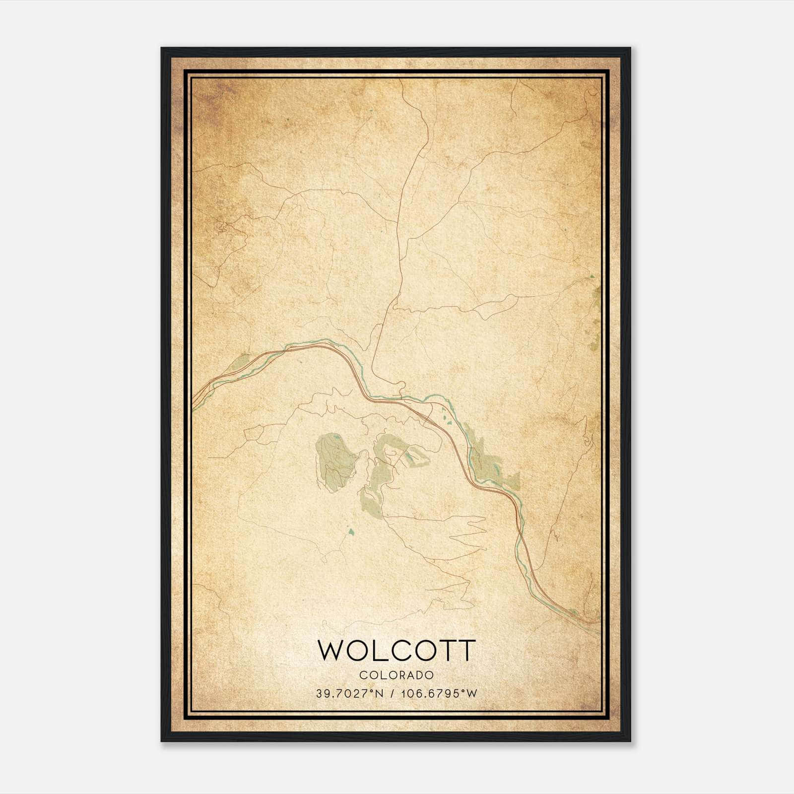 Vintage Wolcott Colorado Map Poster, Wolcott CO City Road Wall Art Print Vintage Wolcott Colorado Map Poster, Wolcott CO City Road Wall Art Print