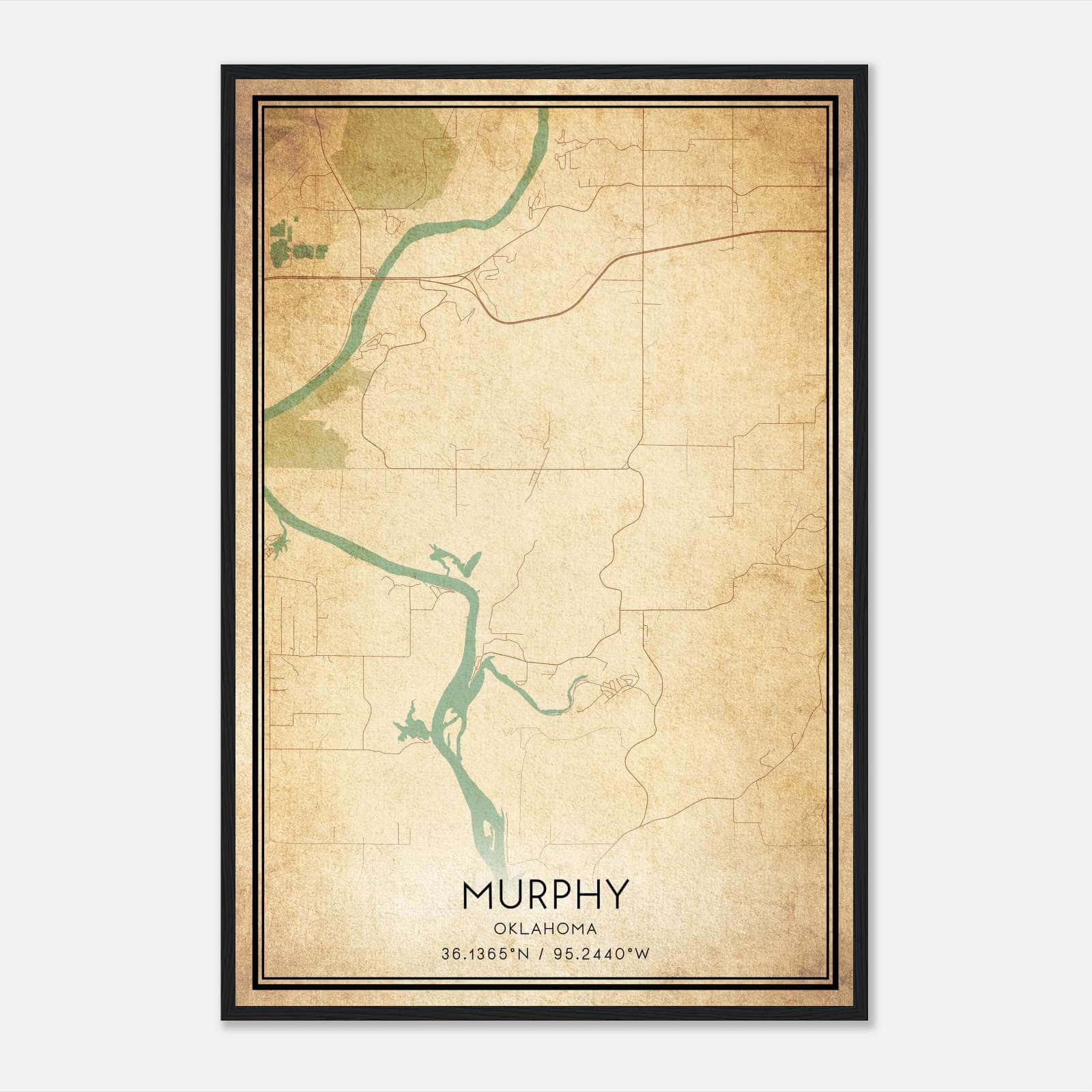 Vintage Murphy Oklahoma Map Poster, Murphy OK City Road Wall Art Print Vintage Murphy Oklahoma Map Poster, Murphy OK City Road Wall Art Print