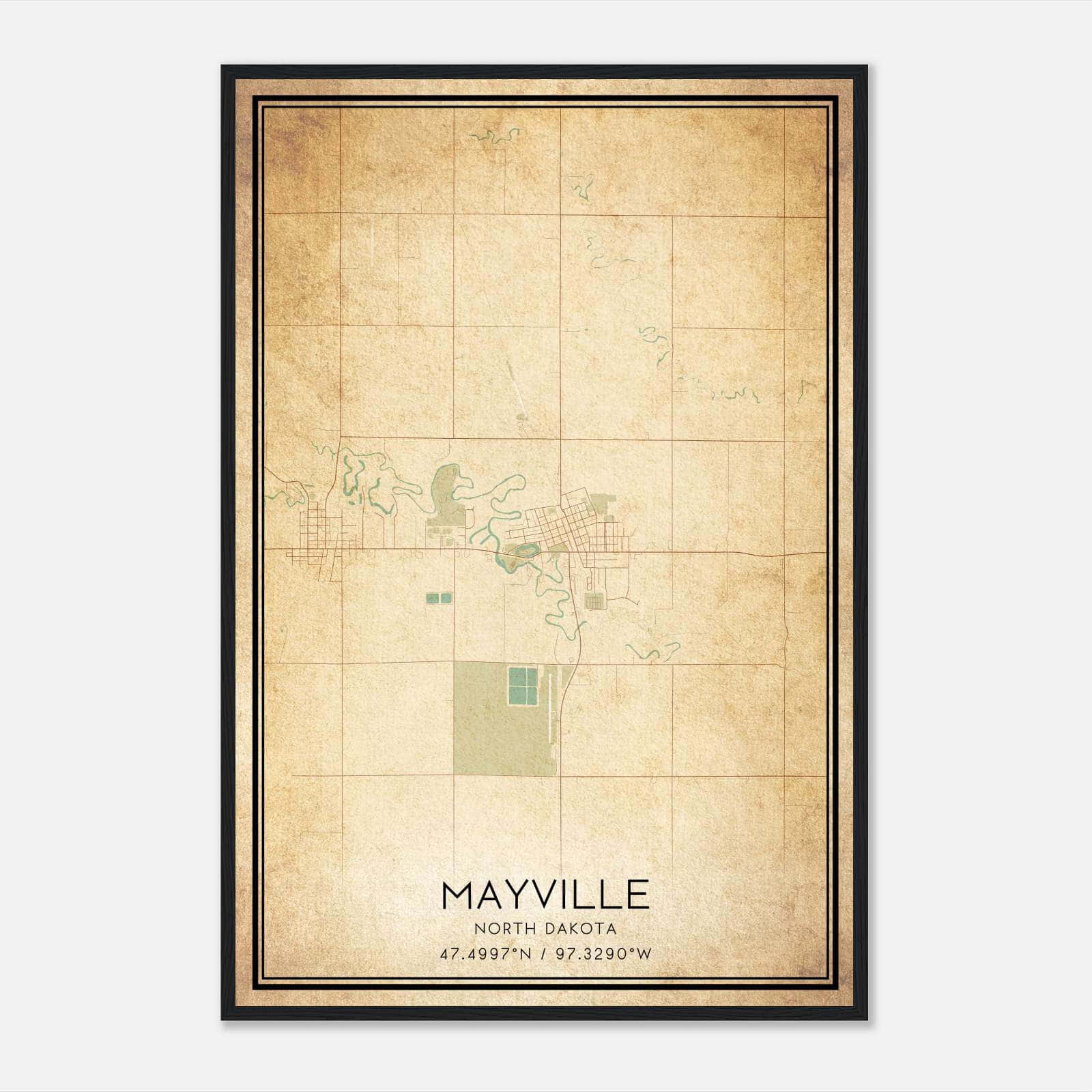 Vintage Mayville North Dakota Map Poster, Mayville ND City Road Wall Art Print Vintage Mayville North Dakota Map Poster, Mayville ND City Road Wall Art Print