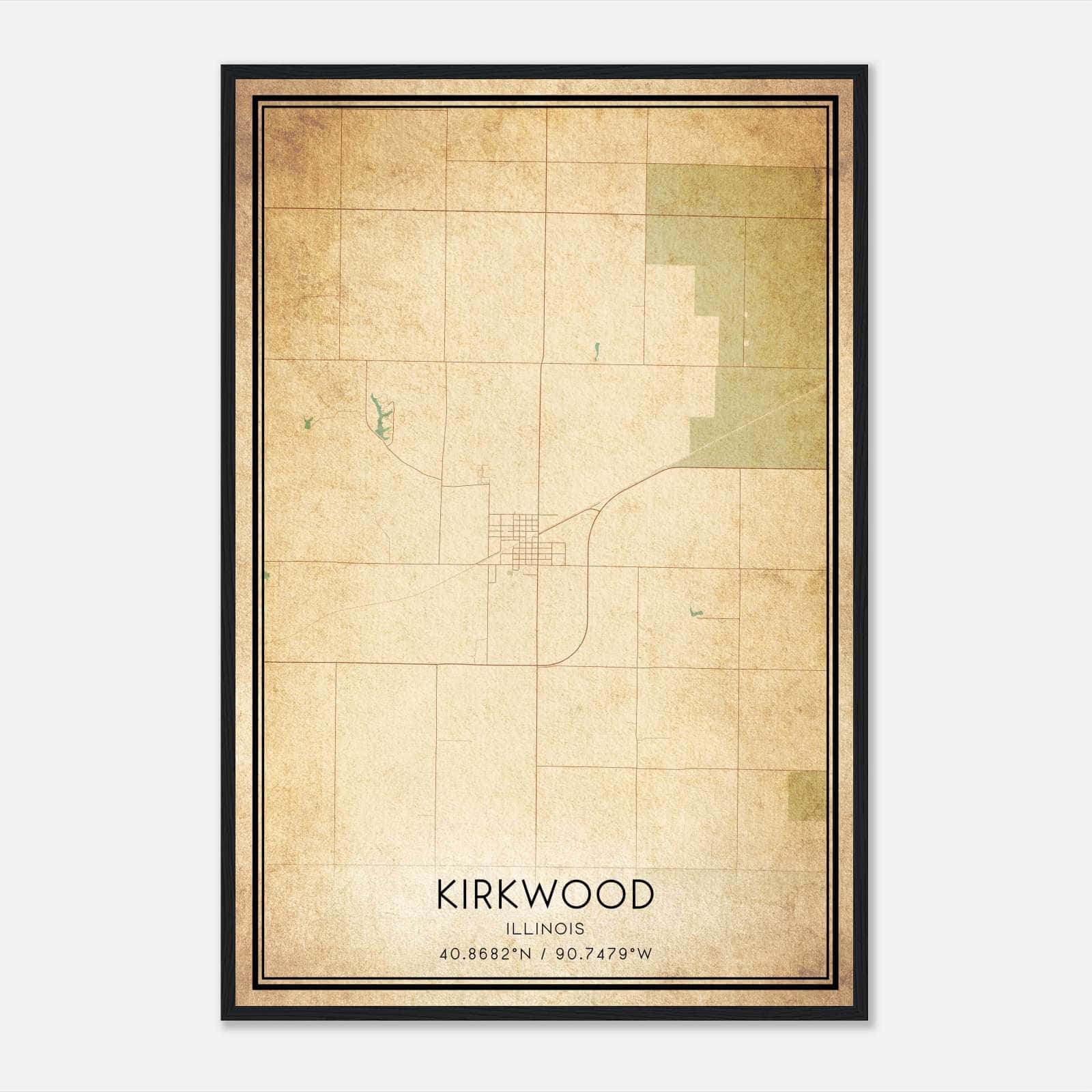 Vintage Kirkwood Illinois Map Poster, Kirkwood IL City Road Wall Art Print Vintage Kirkwood Illinois Map Poster, Kirkwood IL City Road Wall Art Print
