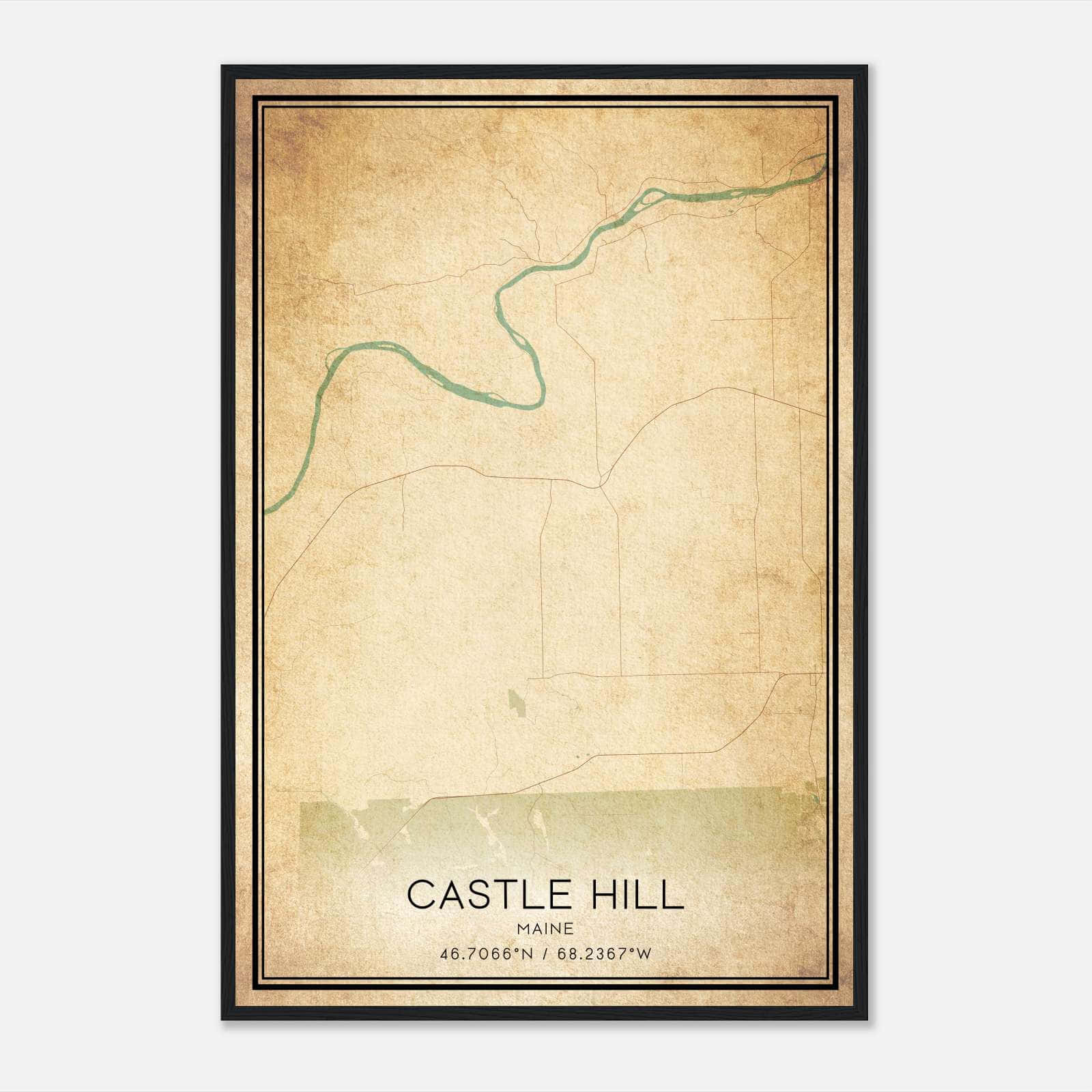 Vintage Castle Hill Maine Map Poster, Castle Hill ME City Road Wall Art Print Vintage Castle Hill Maine Map Poster, Castle Hill ME City Road Wall Art Print