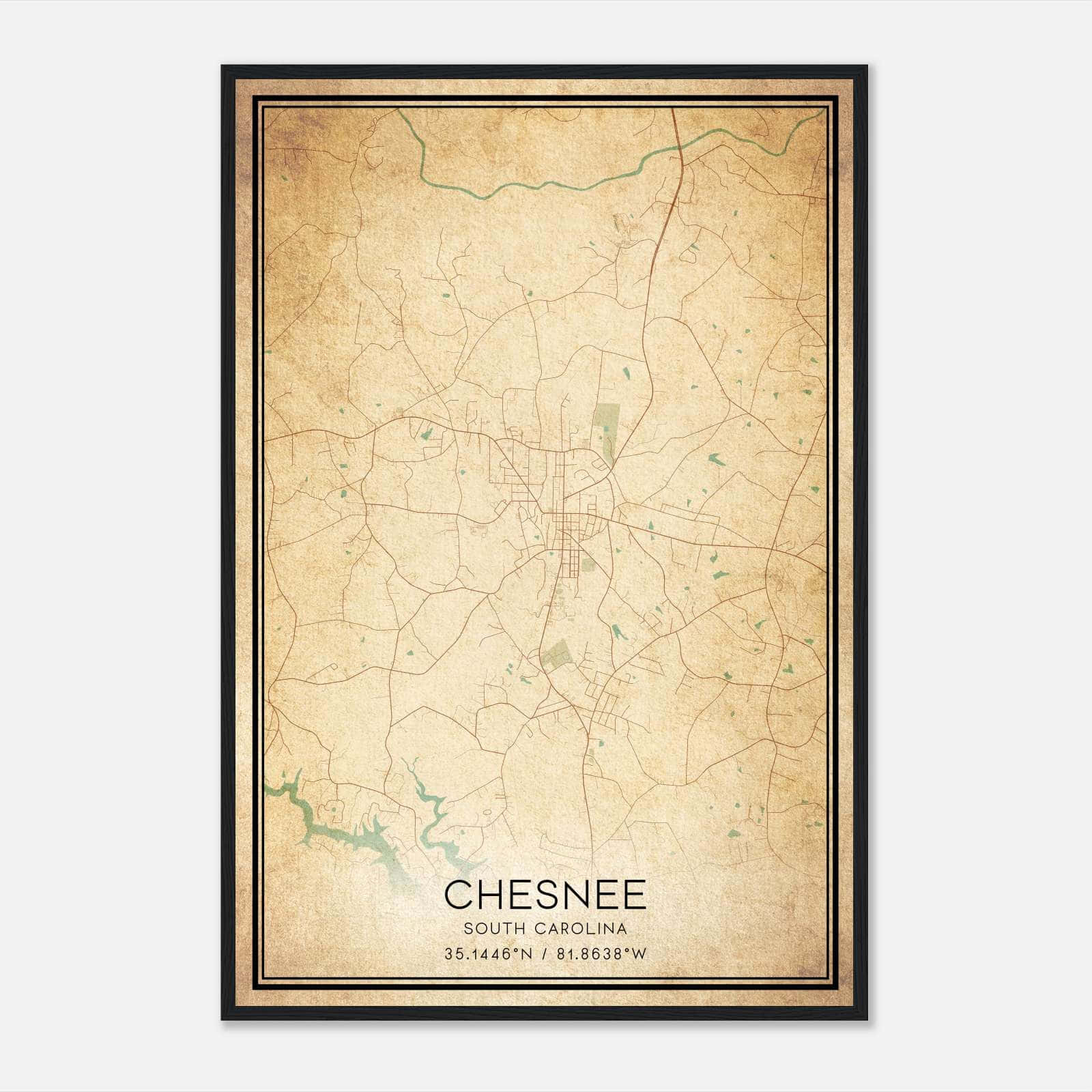 Vintage Chesnee South Carolina Map Poster, Chesnee SC City Road Wall Art Print Vintage Chesnee South Carolina Map Poster, Chesnee SC City Road Wall Art Print
