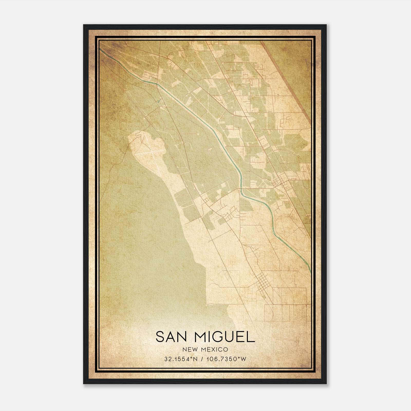 Vintage San Miguel New Mexico Map Poster, San Miguel NM City Road Wall Art Print Vintage San Miguel New Mexico Map Poster, San Miguel NM City Road Wall Art Print