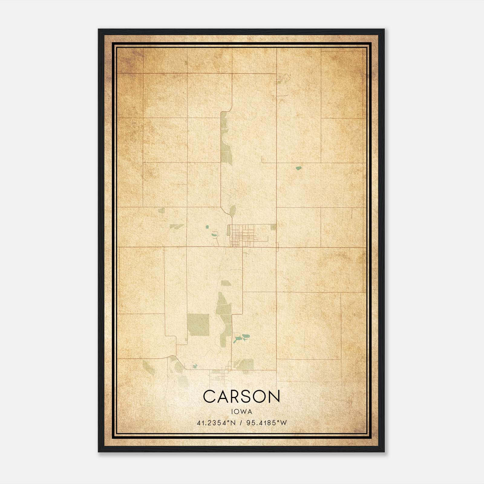 Vintage Carson Iowa Map Poster, Carson IA City Road Wall Art Print Vintage Carson Iowa Map Poster, Carson IA City Road Wall Art Print