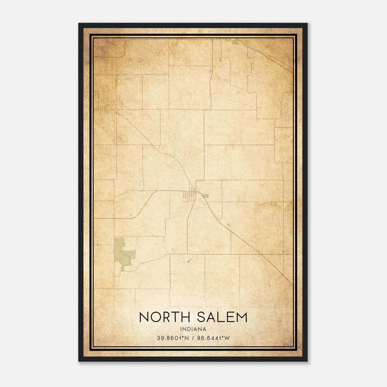 Vintage North Salem Indiana Map Poster, North Salem IN City Road Wall Art Print Vintage North Salem Indiana Map Poster, North Salem IN City Road Wall Art Print