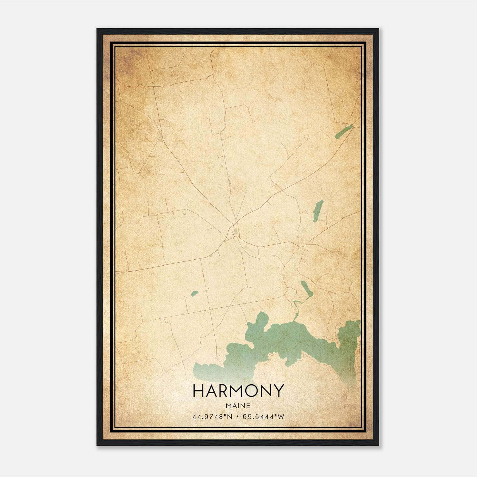 Vintage Harmony Maine Map Poster, Harmony ME City Road Wall Art Print Vintage Harmony Maine Map Poster, Harmony ME City Road Wall Art Print