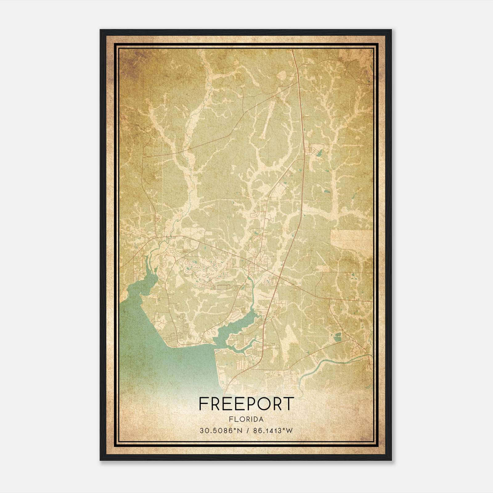 Vintage Freeport Florida Map Poster - C4747d812ee16a4b1f841fc5c012aadb 