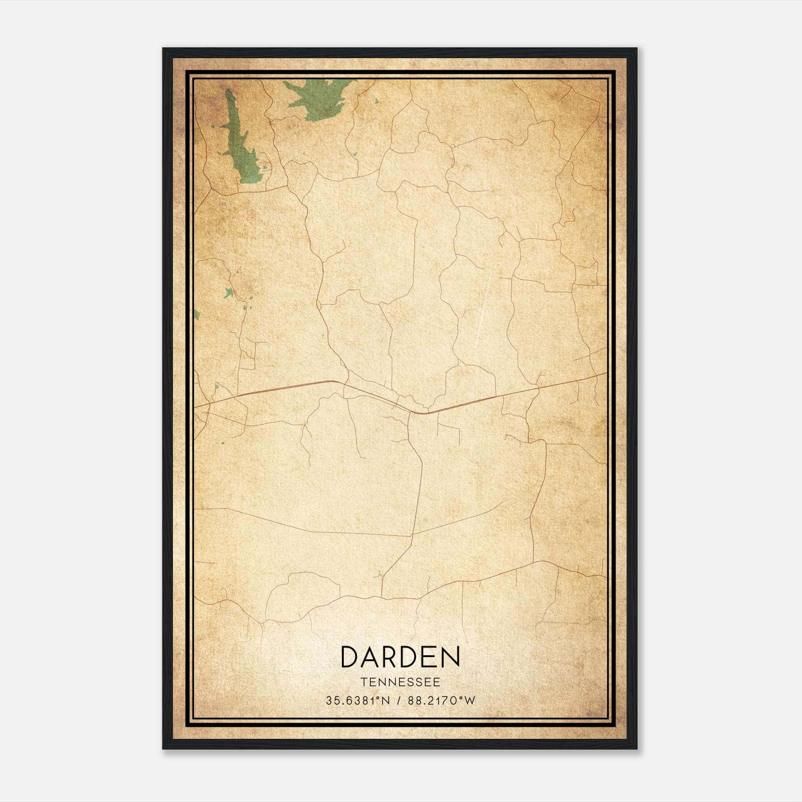 Vintage Darden Tennessee Map Poster, Darden TN City Road Wall Art Print Vintage Darden Tennessee Map Poster, Darden TN City Road Wall Art Print