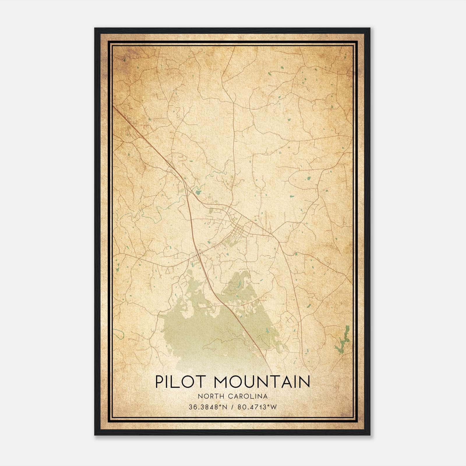 Vintage Pilot Mountain North Carolina Map Poster, Pilot Mountain NC City Road Wall Art Print Vintage Pilot Mountain North Carolina Map Poster, Pilot Mountain NC City Road Wall Art Print