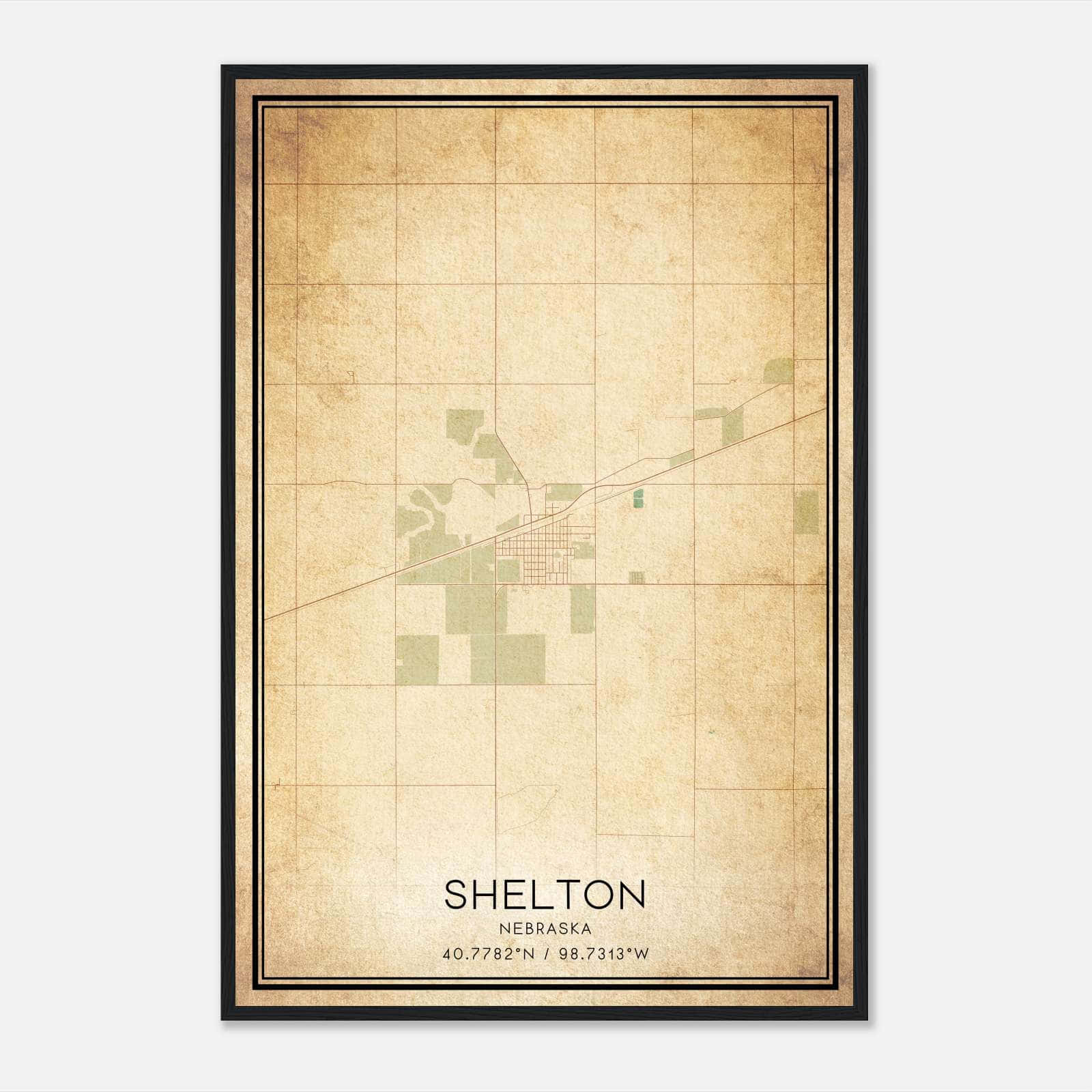 Vintage Shelton Nebraska Map Poster, Shelton NE City Road Wall Art Print Vintage Shelton Nebraska Map Poster, Shelton NE City Road Wall Art Print