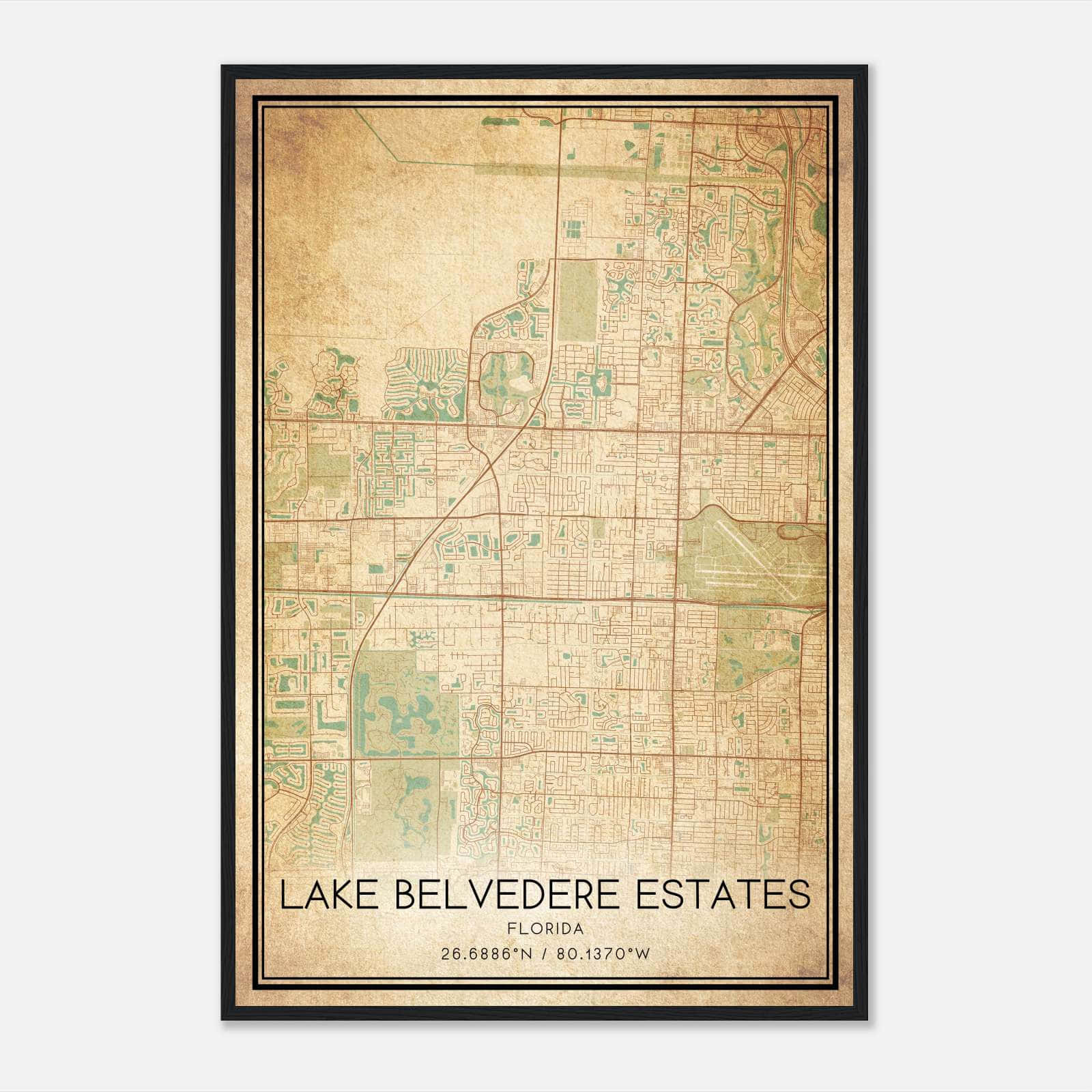 Vintage Lake Belvedere Estates Florida Map Poster, Lake Belvedere Estates FL City Road Wall Art Print Vintage Lake Belvedere Estates Florida Map Poster, Lake Belvedere Estates FL City Road Wall Art Print