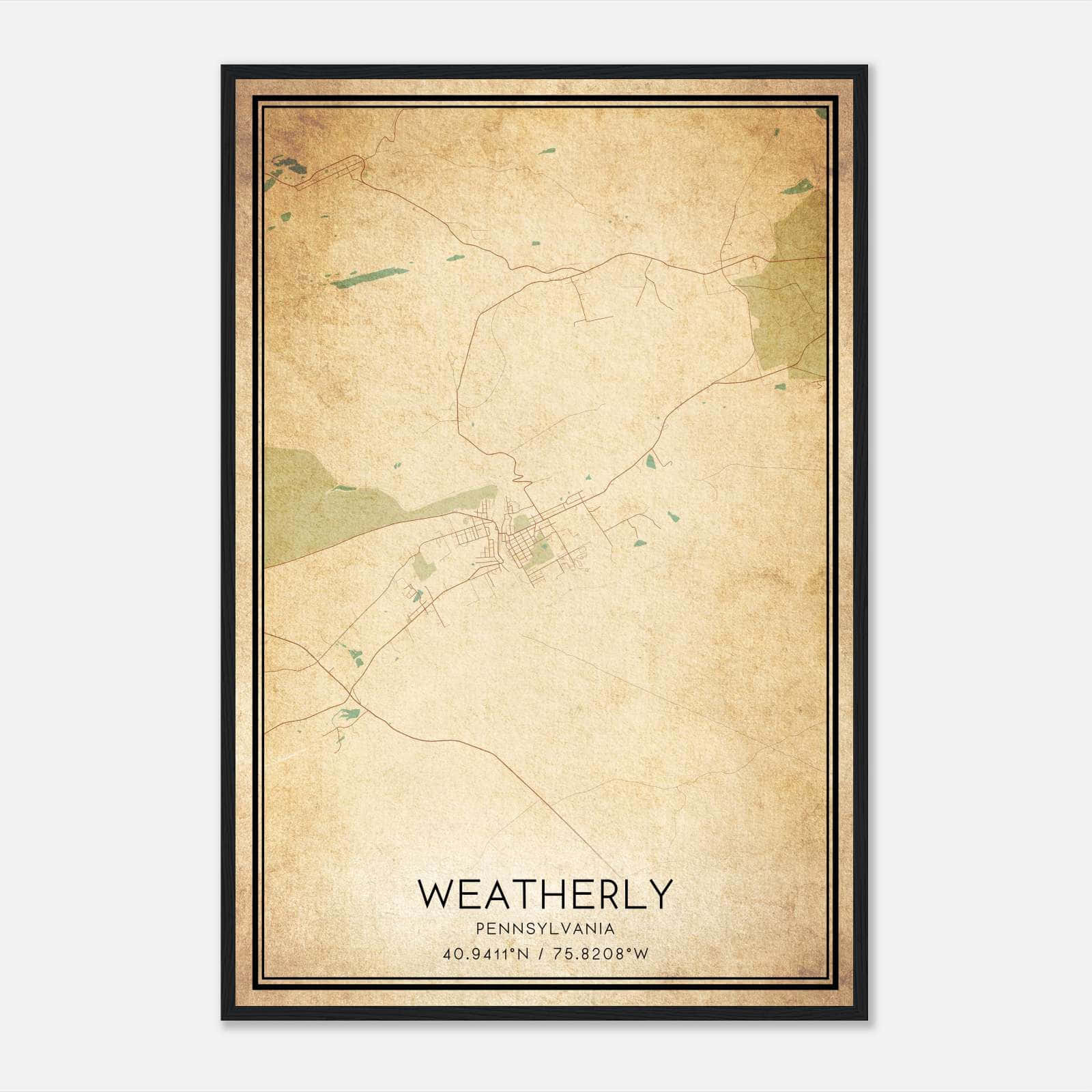 Vintage Weatherly Pennsylvania Map Poster, Weatherly PA City Road Wall Art Print Vintage Weatherly Pennsylvania Map Poster, Weatherly PA City Road Wall Art Print