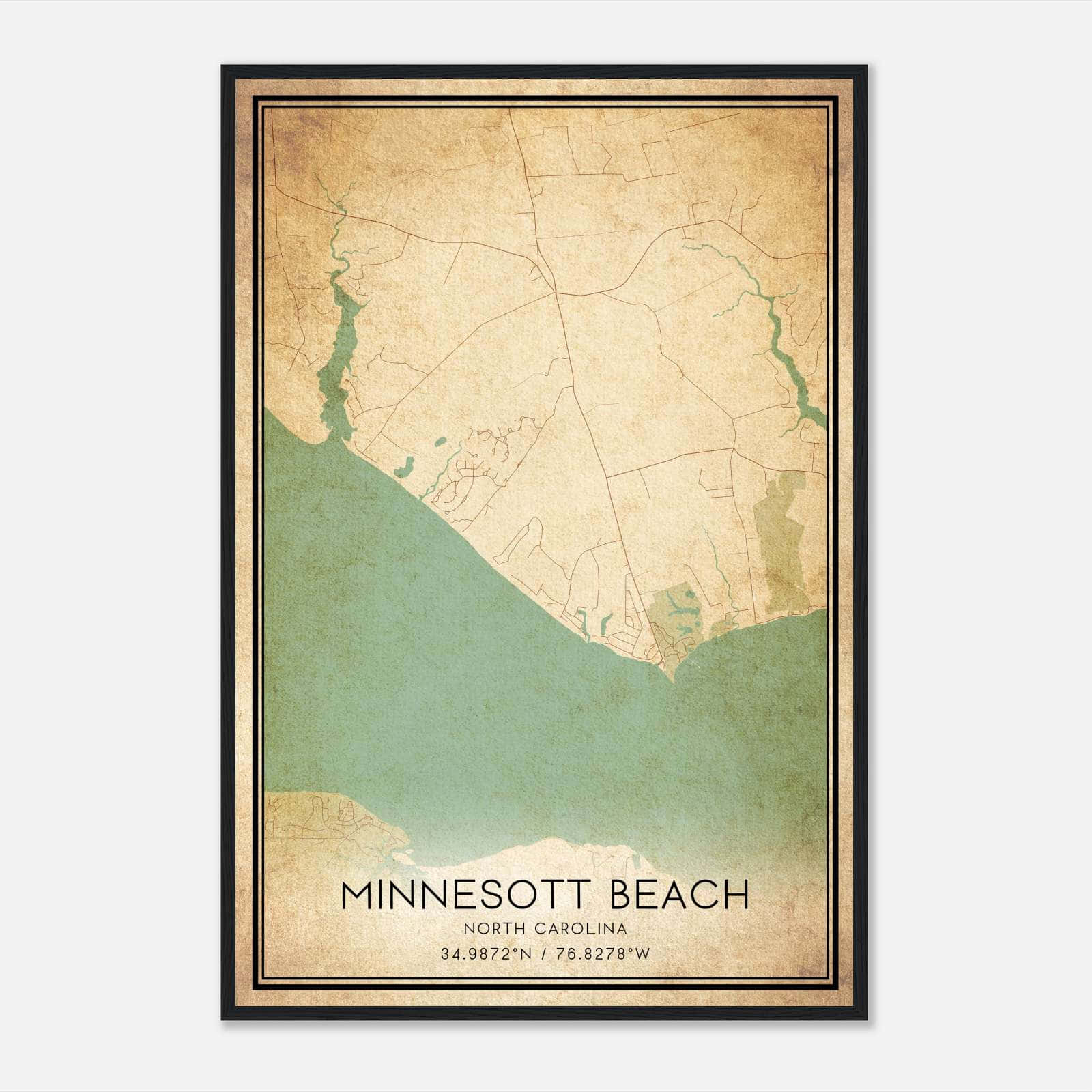 Vintage Minnesott Beach North Carolina Map Poster, Minnesott Beach NC City Road Wall Art Print Vintage Minnesott Beach North Carolina Map Poster, Minnesott Beach NC City Road Wall Art Print