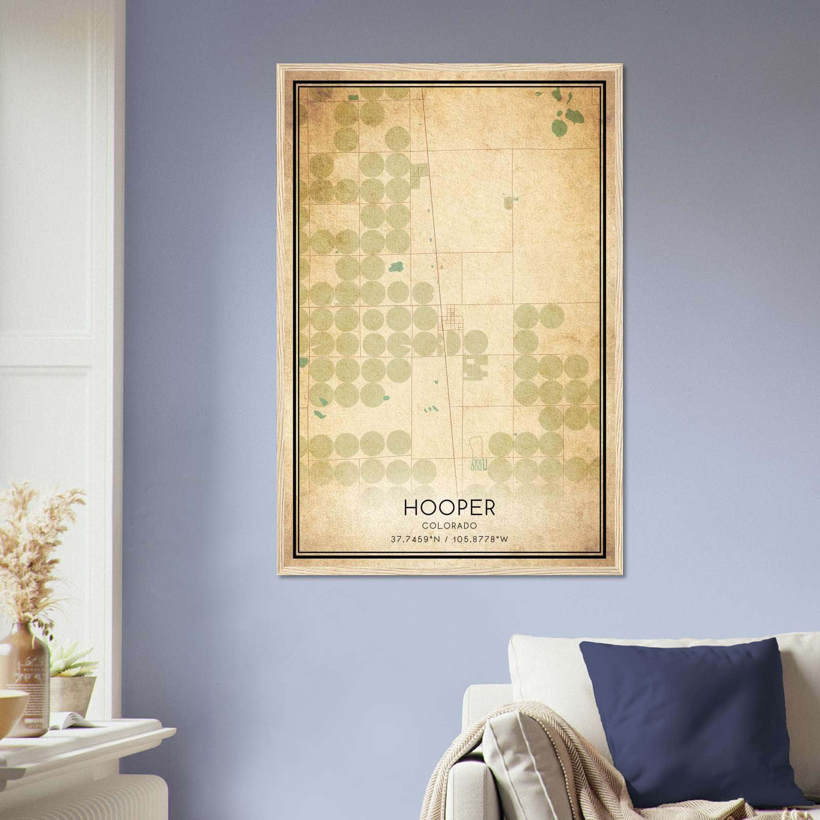 Vintage Hooper Colorado Map Poster, Hooper CO City Road Wall Art Print