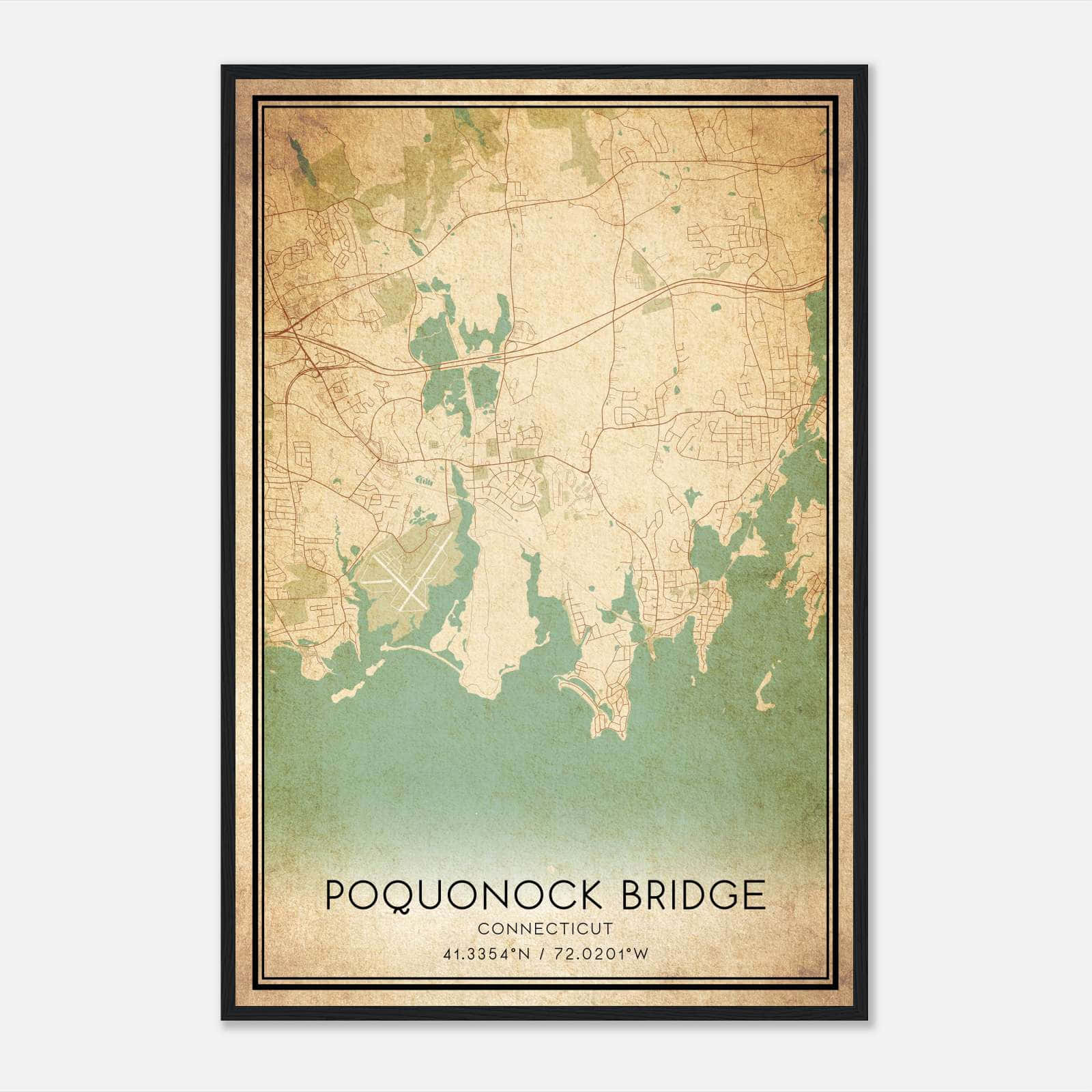 Vintage Poquonock Bridge Connecticut Map Poster, Poquonock Bridge CT City Road Wall Art Print Vintage Poquonock Bridge Connecticut Map Poster, Poquonock Bridge CT City Road Wall Art Print