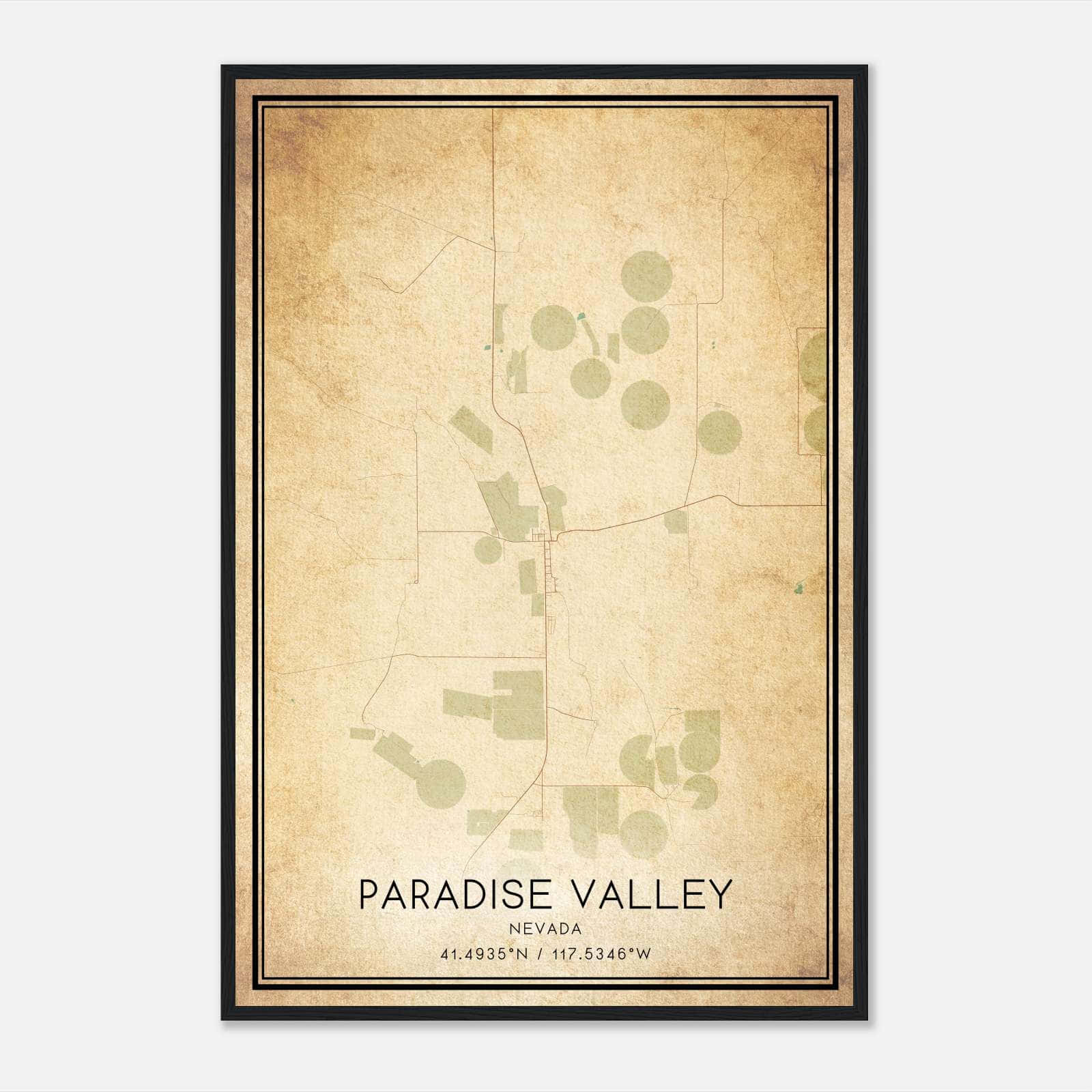 Vintage Paradise Valley Nevada Map Poster, Paradise Valley NV City Road Wall Art Print Vintage Paradise Valley Nevada Map Poster, Paradise Valley NV City Road Wall Art Print