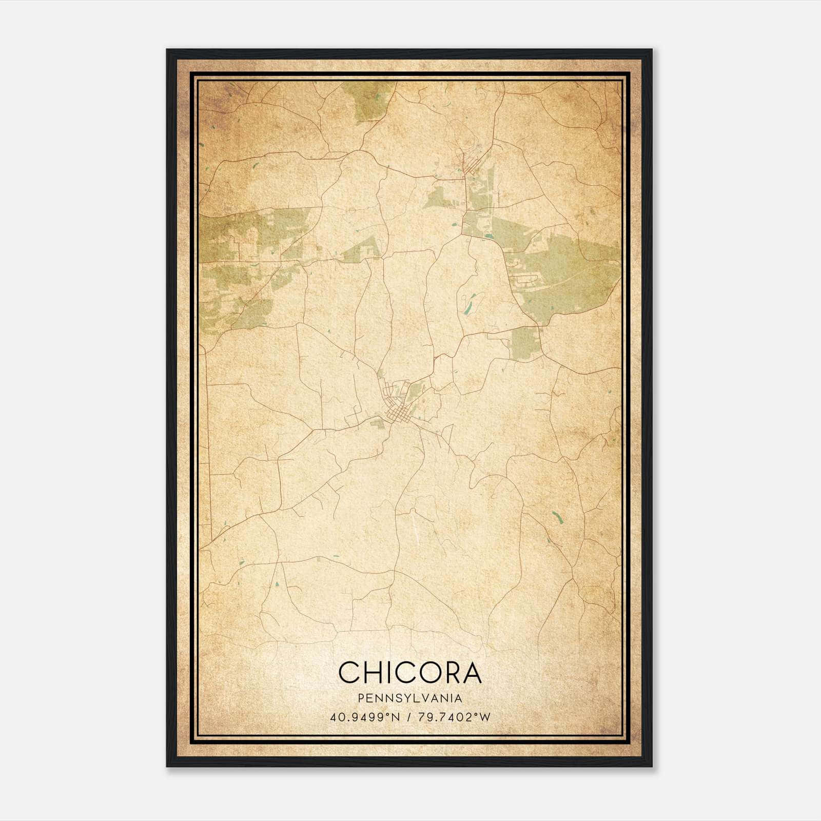 Vintage Chicora Pennsylvania Map Poster, Chicora PA City Road Wall Art Print Vintage Chicora Pennsylvania Map Poster, Chicora PA City Road Wall Art Print