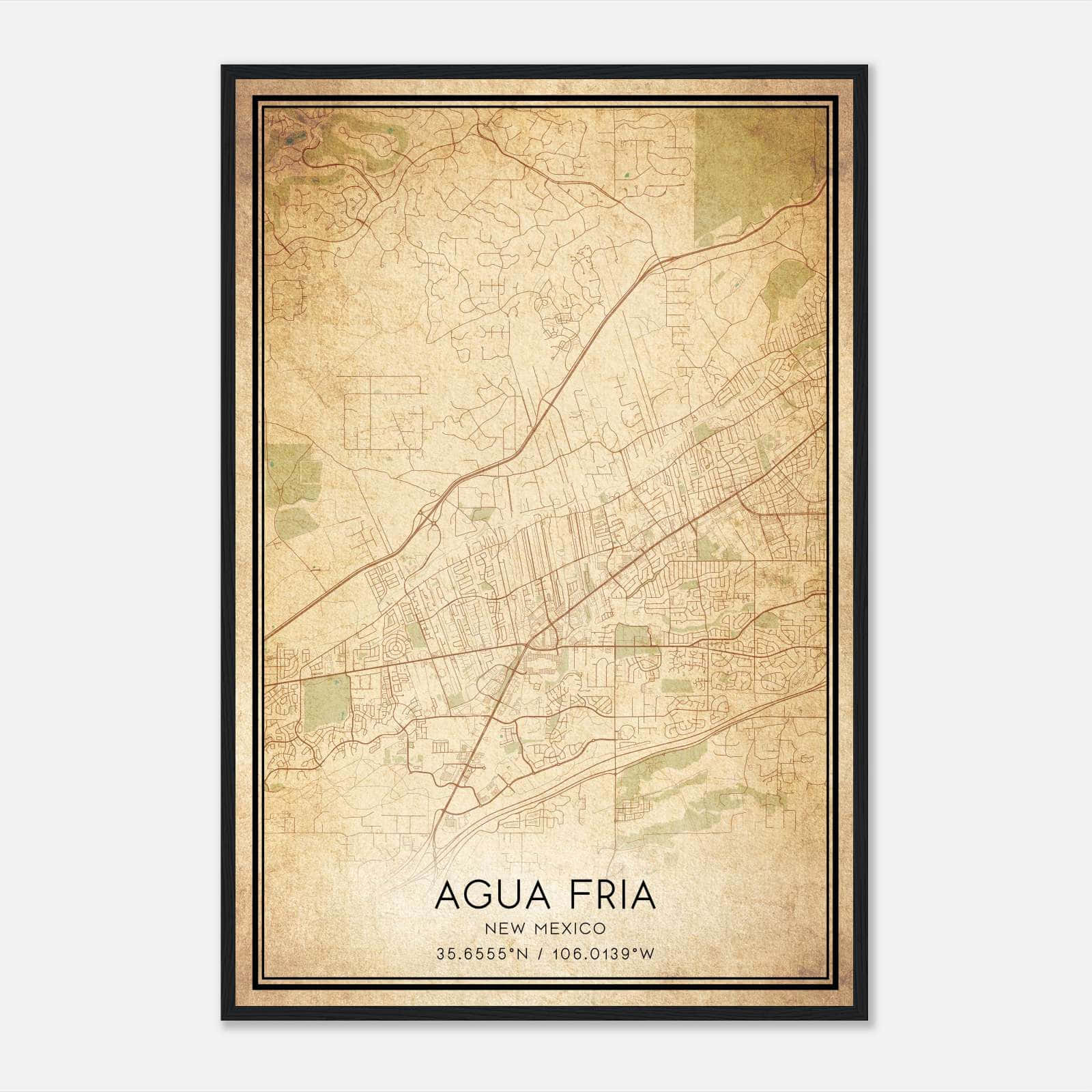 Vintage Agua Fria New Mexico Map Poster, Agua Fria NM City Road Wall Art Print Vintage Agua Fria New Mexico Map Poster, Agua Fria NM City Road Wall Art Print