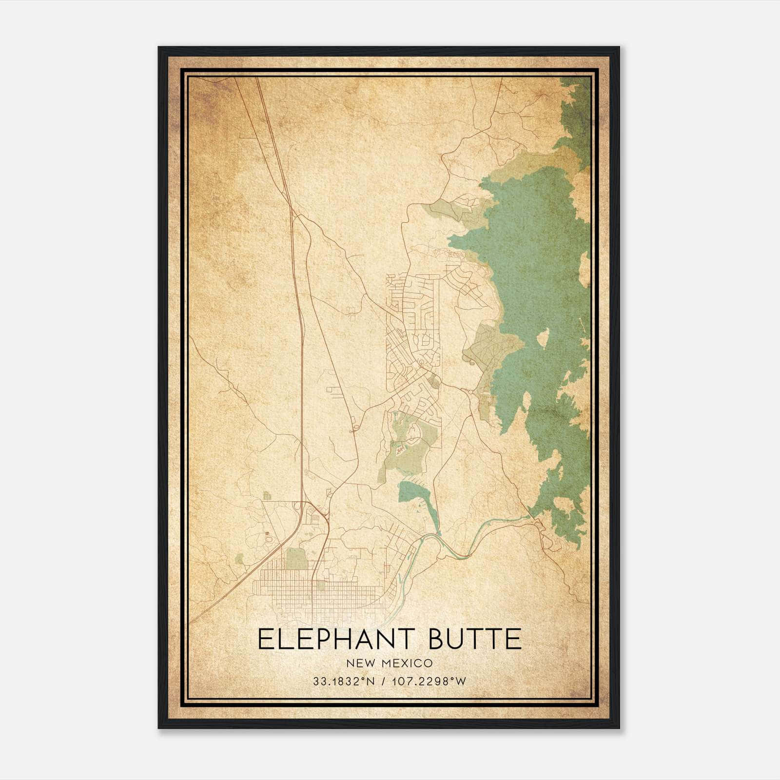 Vintage Elephant Butte New Mexico Map Poster, Elephant Butte NM City Road Wall Art Print Vintage Elephant Butte New Mexico Map Poster, Elephant Butte NM City Road Wall Art Print