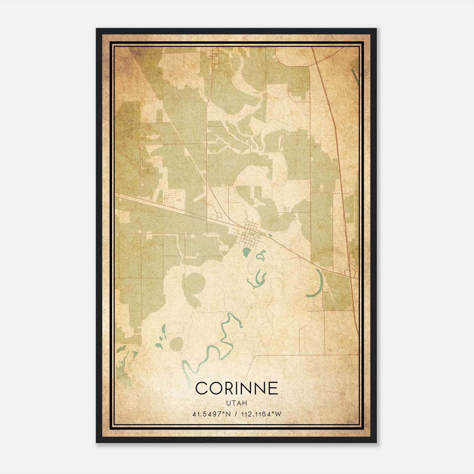 Vintage Corinne Utah Map Poster, Corinne UT City Road Wall Art Print Vintage Corinne Utah Map Poster, Corinne UT City Road Wall Art Print
