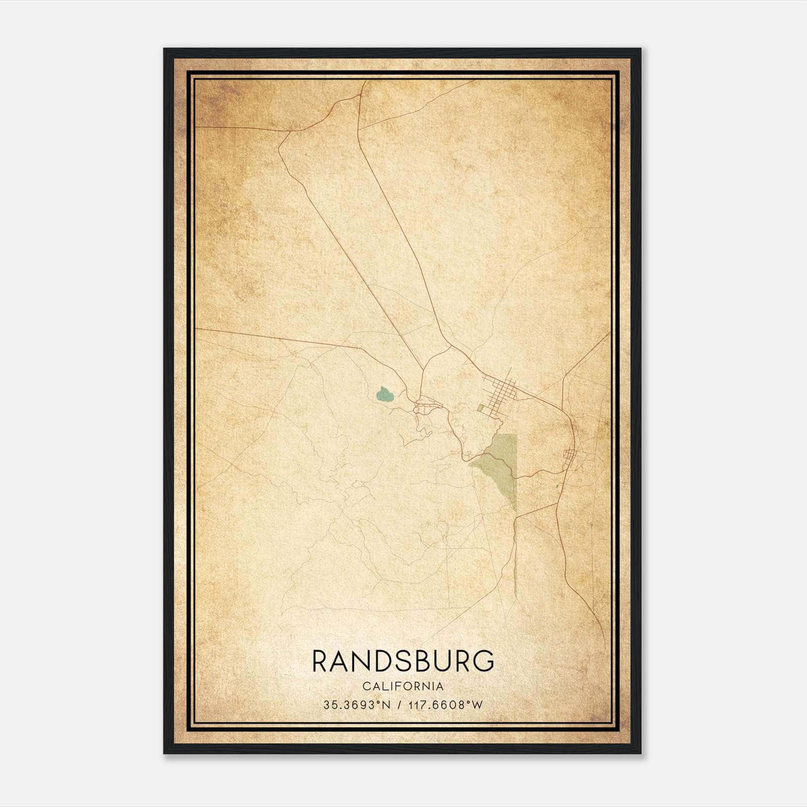 Vintage Randsburg California Map Poster, Randsburg CA City Road Wall Art Print Vintage Randsburg California Map Poster, Randsburg CA City Road Wall Art Print