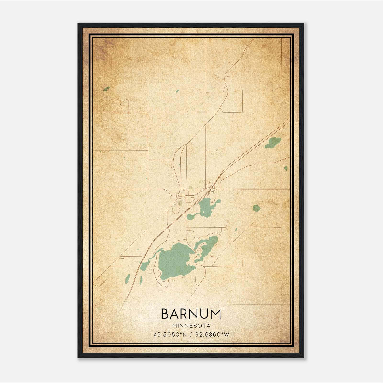 Vintage Barnum Minnesota Map Poster, Barnum MN City Road Wall Art Print Vintage Barnum Minnesota Map Poster, Barnum MN City Road Wall Art Print