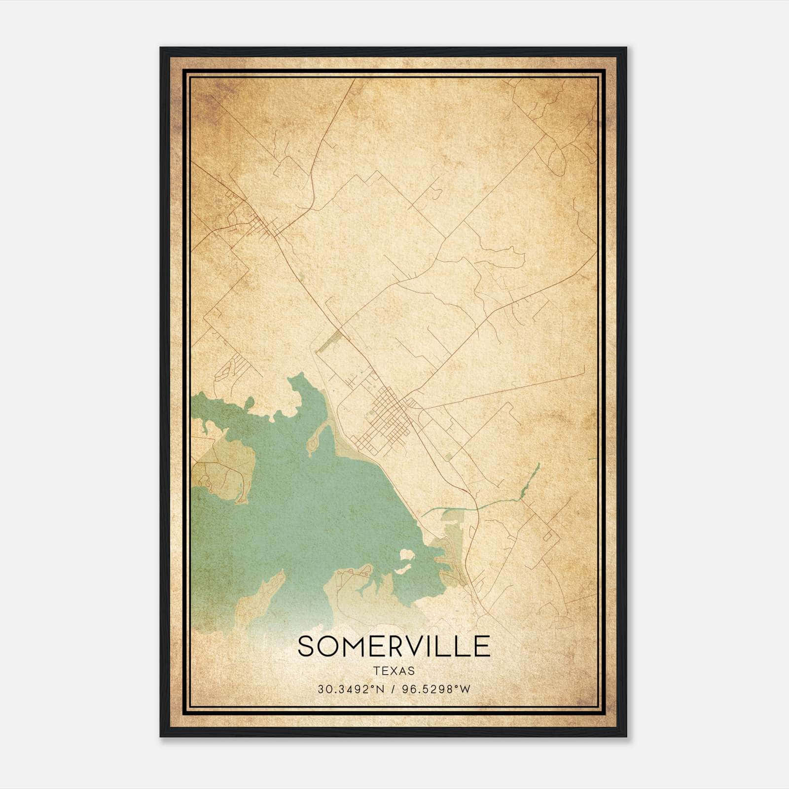 Vintage Somerville Texas Map Poster, Somerville TX City Road Wall Art Print Vintage Somerville Texas Map Poster, Somerville TX City Road Wall Art Print