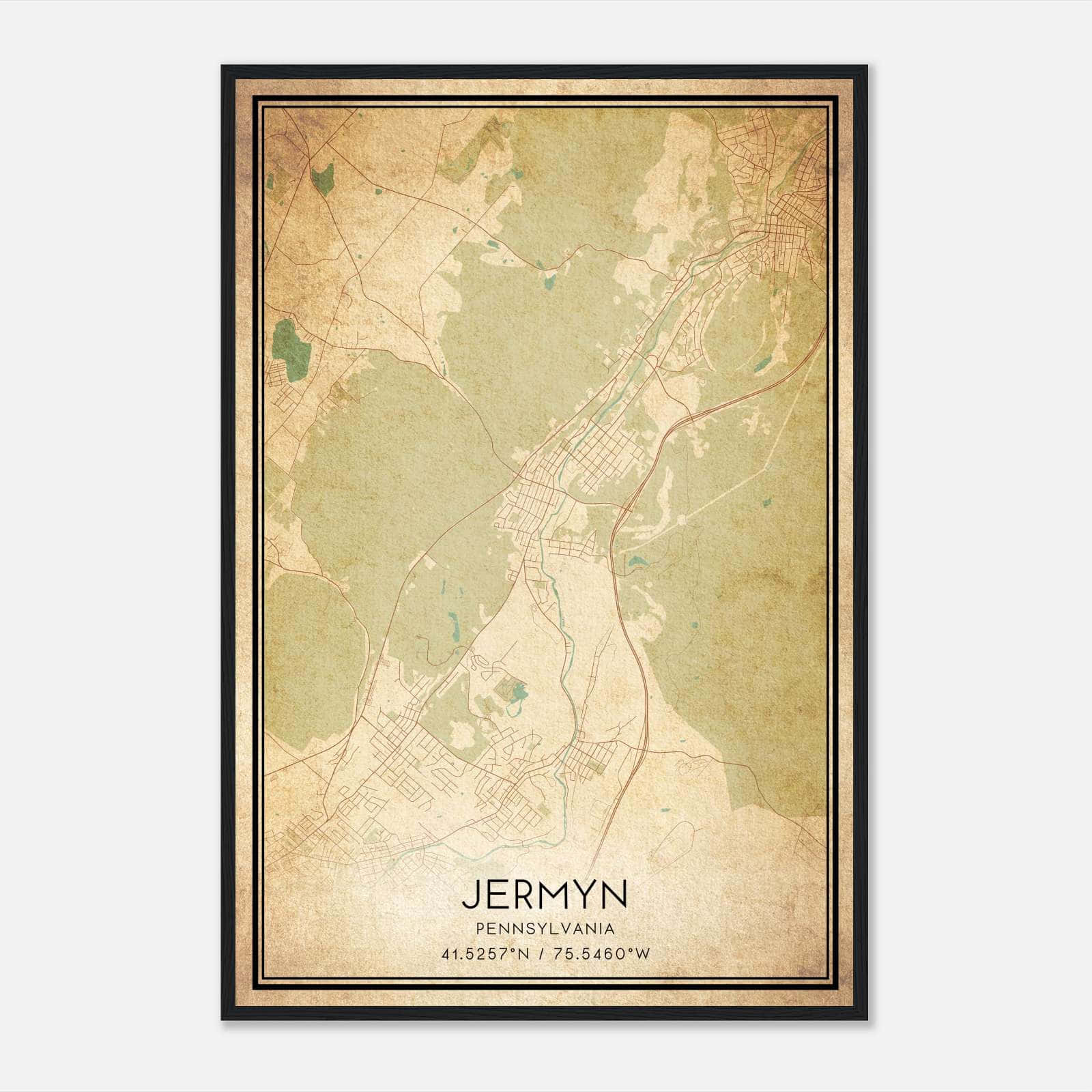Vintage Jermyn Pennsylvania Map Poster, Jermyn PA City Road Wall Art Print Vintage Jermyn Pennsylvania Map Poster, Jermyn PA City Road Wall Art Print