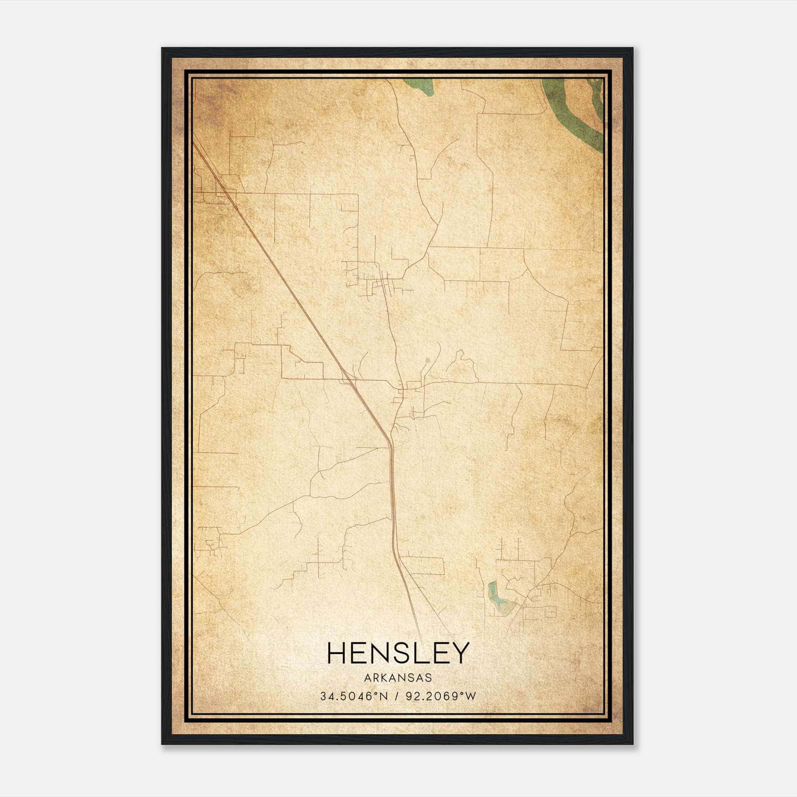 Vintage Hensley Arkansas Map Poster, Hensley AR City Road Wall Art Print Vintage Hensley Arkansas Map Poster, Hensley AR City Road Wall Art Print
