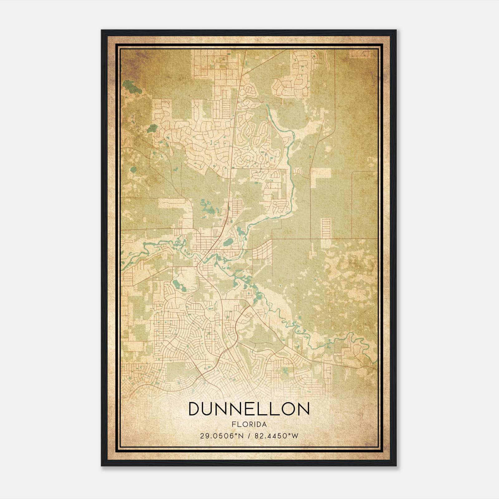 Vintage Dunnellon Florida Map Poster, Dunnellon FL City Road Wall Art Print Vintage Dunnellon Florida Map Poster, Dunnellon FL City Road Wall Art Print