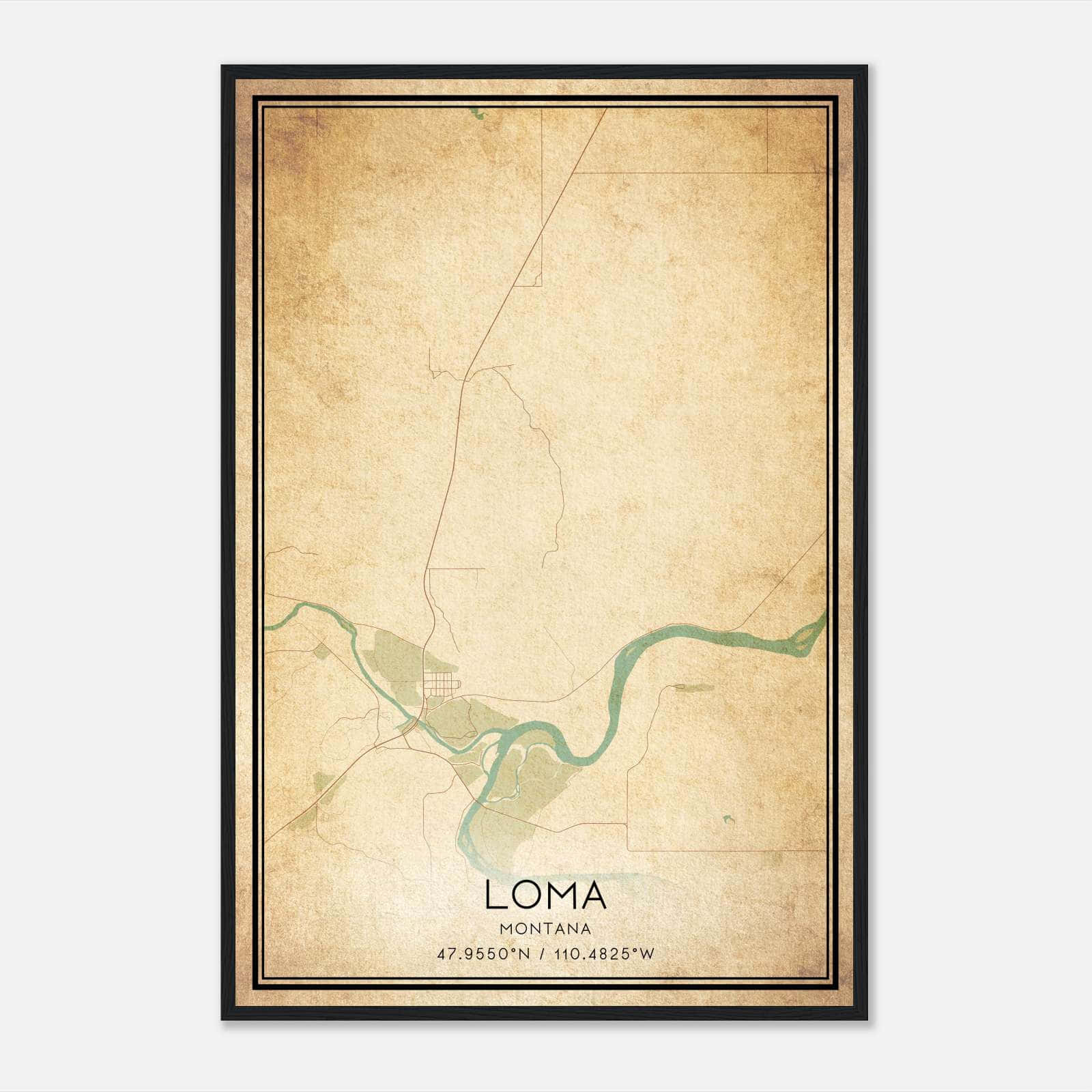 Vintage Loma Montana Map Poster, Loma MT City Road Wall Art Print Vintage Loma Montana Map Poster, Loma MT City Road Wall Art Print
