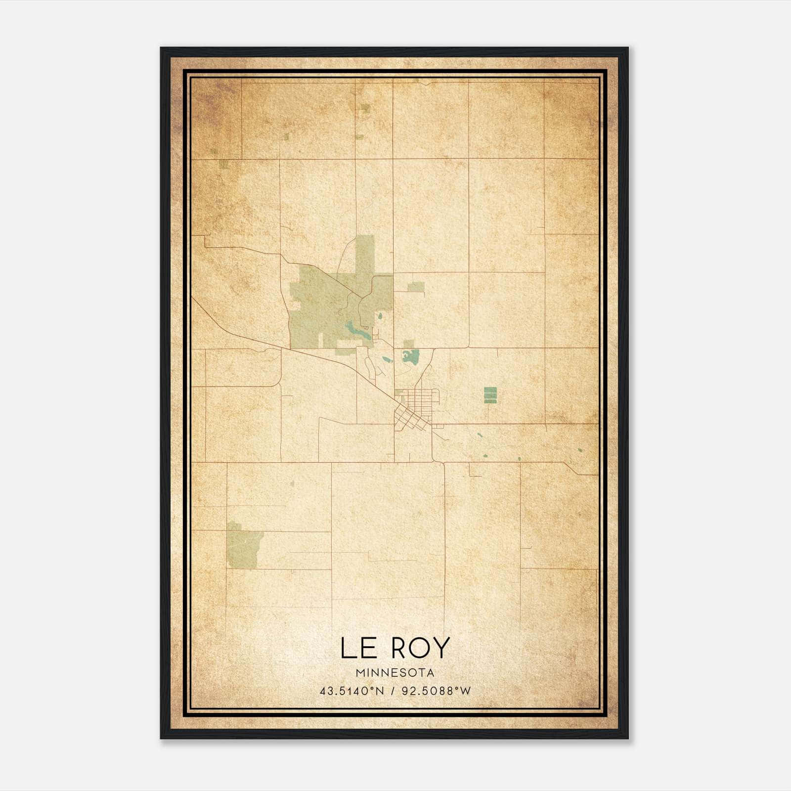 Vintage Le Roy Minnesota Map Poster, Le Roy MN City Road Wall Art Print Vintage Le Roy Minnesota Map Poster, Le Roy MN City Road Wall Art Print