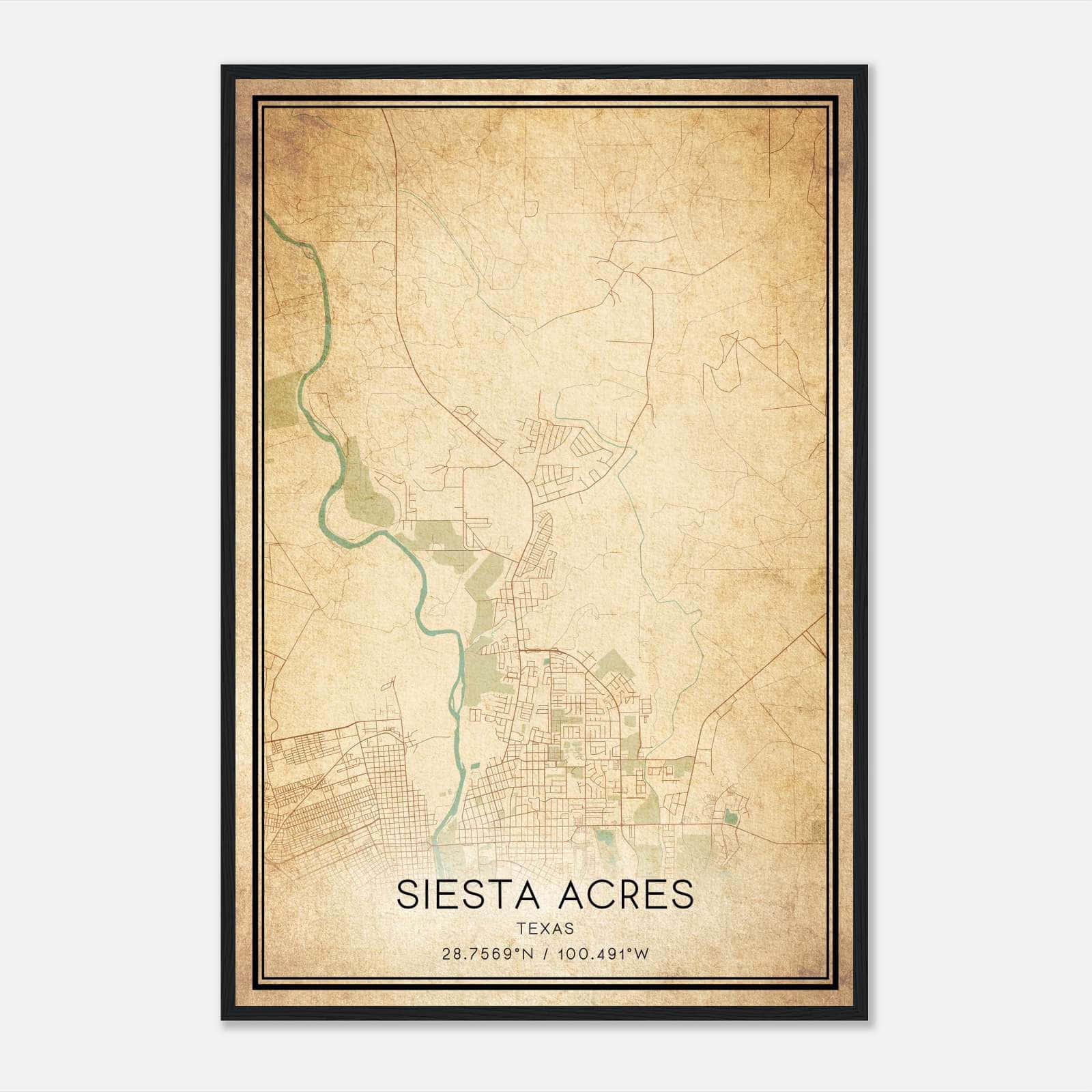 Vintage Siesta Acres Texas Map Poster, Siesta Acres TX City Road Wall Art Print Vintage Siesta Acres Texas Map Poster, Siesta Acres TX City Road Wall Art Print