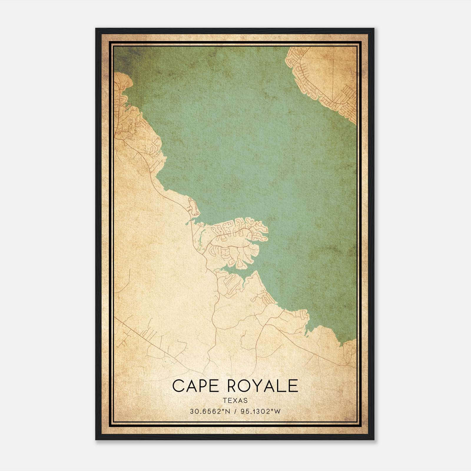 Vintage Cape Royale Texas Map Poster, Cape Royale TX City Road Wall Art Print Vintage Cape Royale Texas Map Poster, Cape Royale TX City Road Wall Art Print