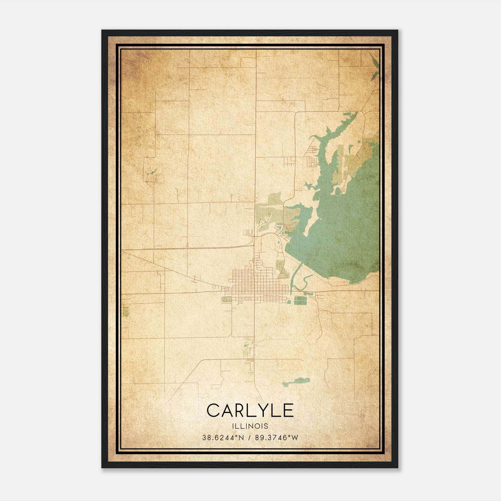 Vintage Carlyle Illinois Map Poster, Carlyle IL City Road Wall Art Print Vintage Carlyle Illinois Map Poster, Carlyle IL City Road Wall Art Print