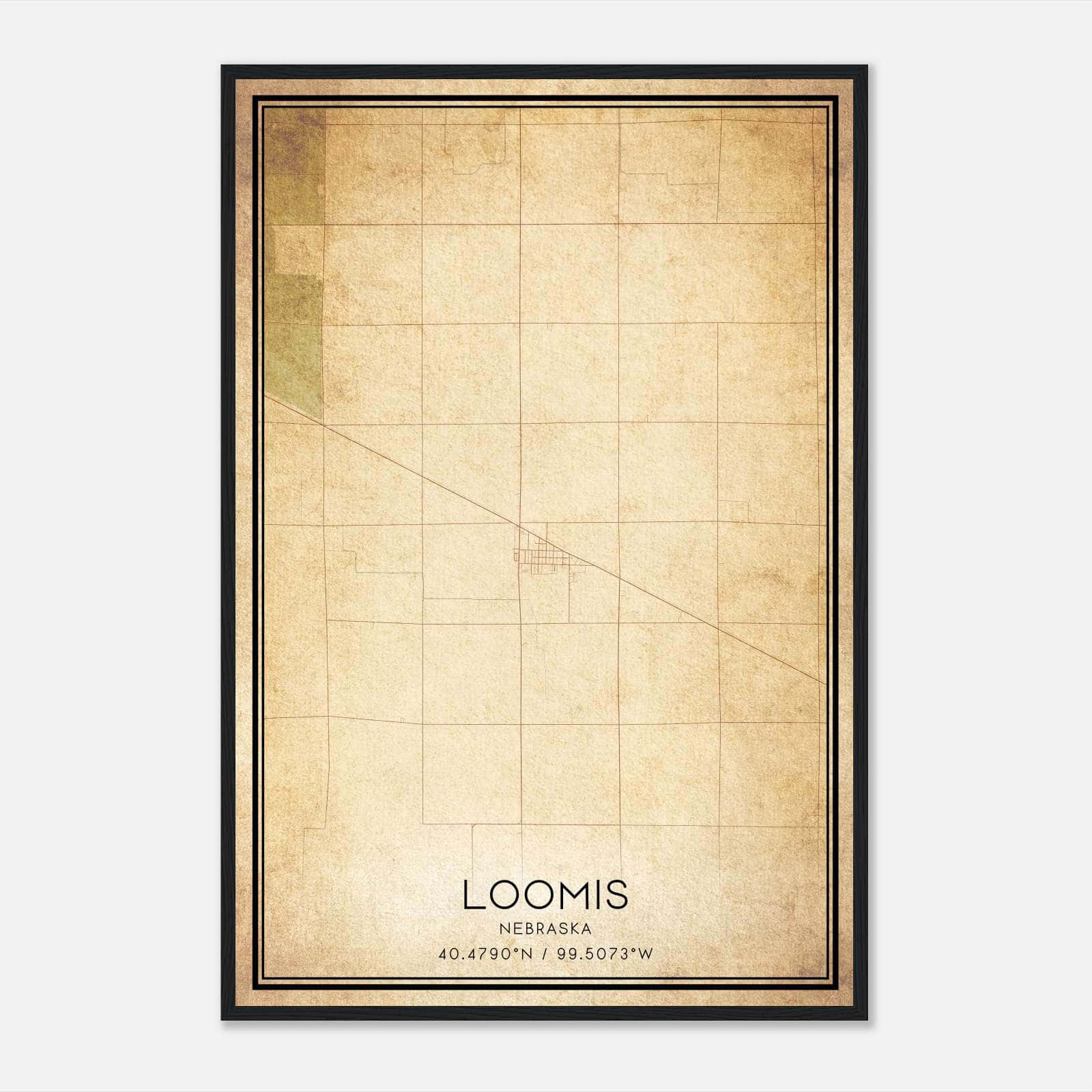 Vintage Loomis Nebraska Map Poster, Loomis NE City Road Wall Art Print Vintage Loomis Nebraska Map Poster, Loomis NE City Road Wall Art Print