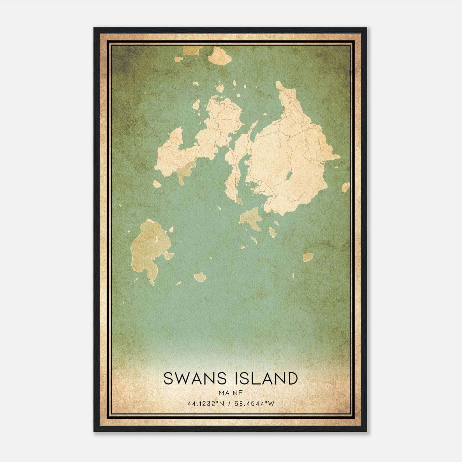 Vintage Swans Island Maine Map Poster, Swans Island ME City Road Wall Art Print Vintage Swans Island Maine Map Poster, Swans Island ME City Road Wall Art Print