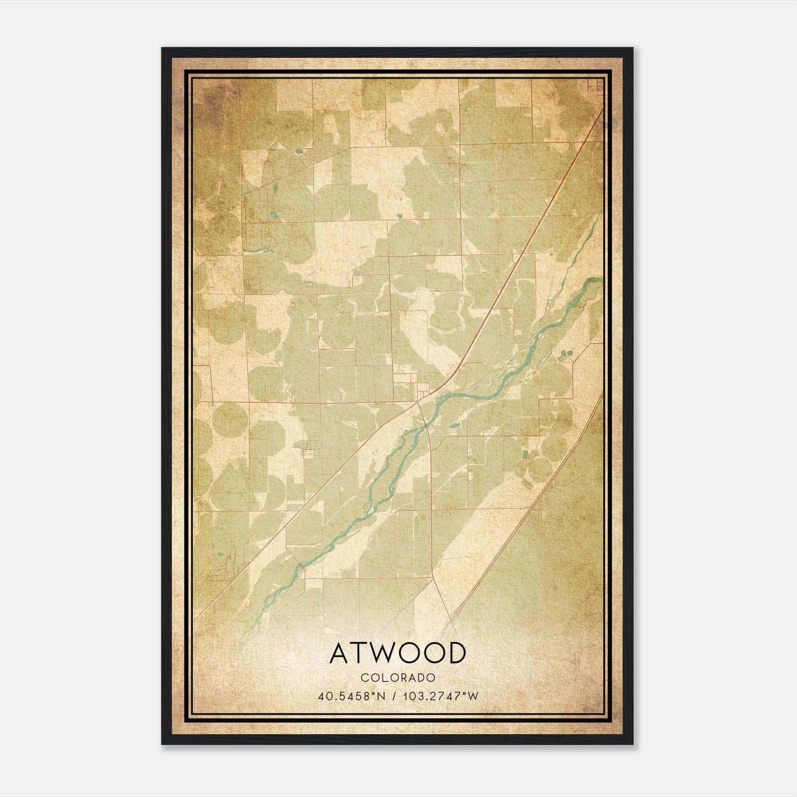 Vintage Atwood Colorado Map Poster, Atwood CO City Road Wall Art Print Vintage Atwood Colorado Map Poster, Atwood CO City Road Wall Art Print
