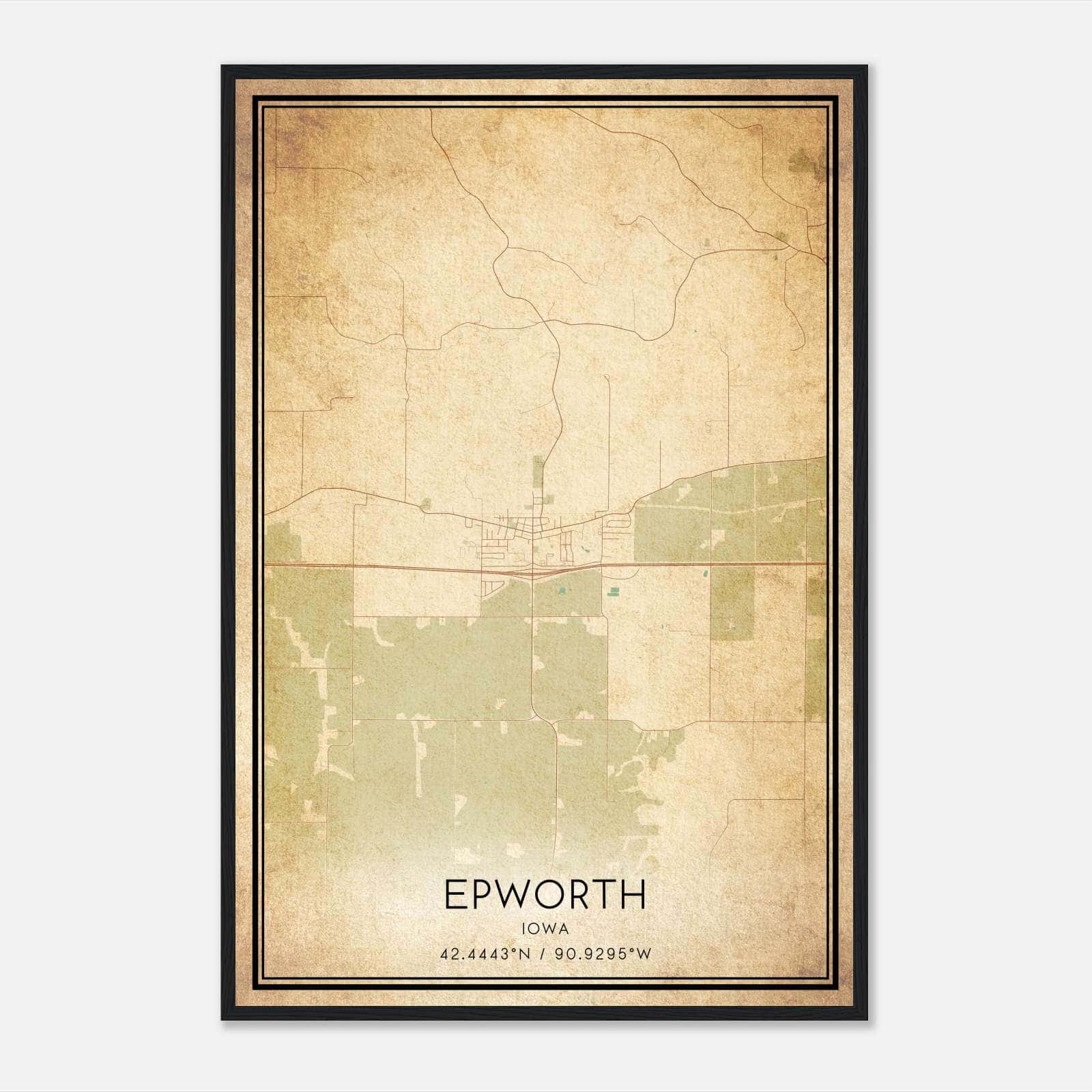 Vintage Epworth Iowa Map Poster, Epworth IA City Road Wall Art Print Vintage Epworth Iowa Map Poster, Epworth IA City Road Wall Art Print