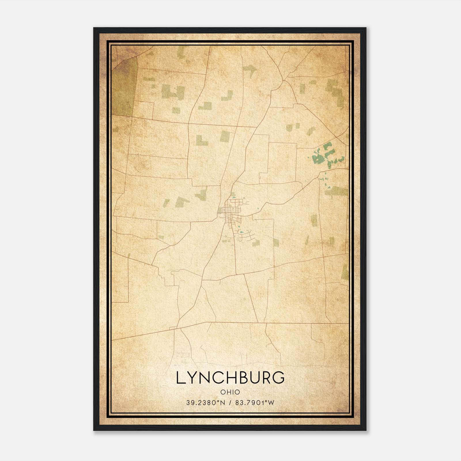 Vintage Lynchburg Ohio Map Poster, Lynchburg OH City Road Wall Art Print Vintage Lynchburg Ohio Map Poster, Lynchburg OH City Road Wall Art Print