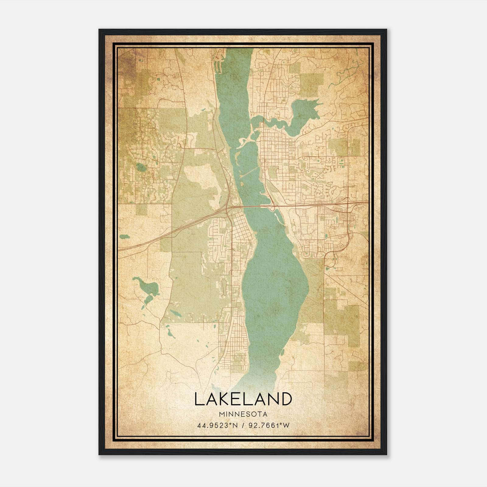 Vintage Lakeland Minnesota Map Poster, Lakeland MN City Road Wall Art Print Vintage Lakeland Minnesota Map Poster, Lakeland MN City Road Wall Art Print