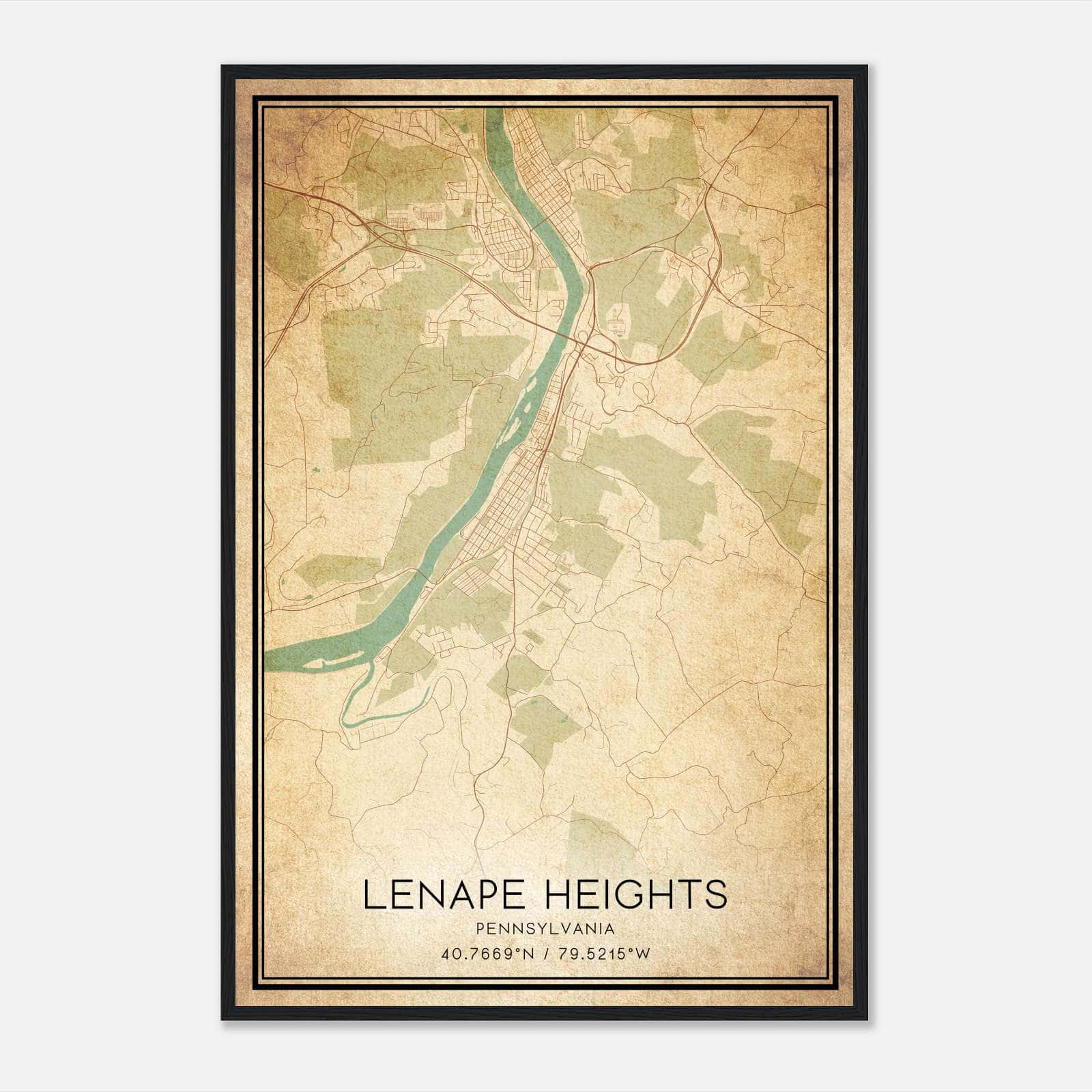 Vintage Lenape Heights Pennsylvania Map Poster, Lenape Heights PA City Road Wall Art Print Vintage Lenape Heights Pennsylvania Map Poster, Lenape Heights PA City Road Wall Art Print