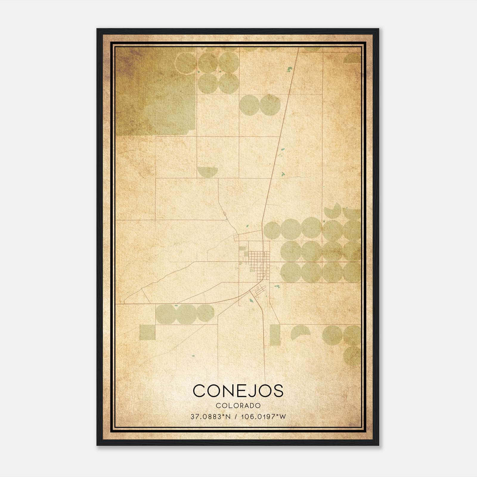 Vintage Conejos Colorado Map Poster, Conejos CO City Road Wall Art Print Vintage Conejos Colorado Map Poster, Conejos CO City Road Wall Art Print
