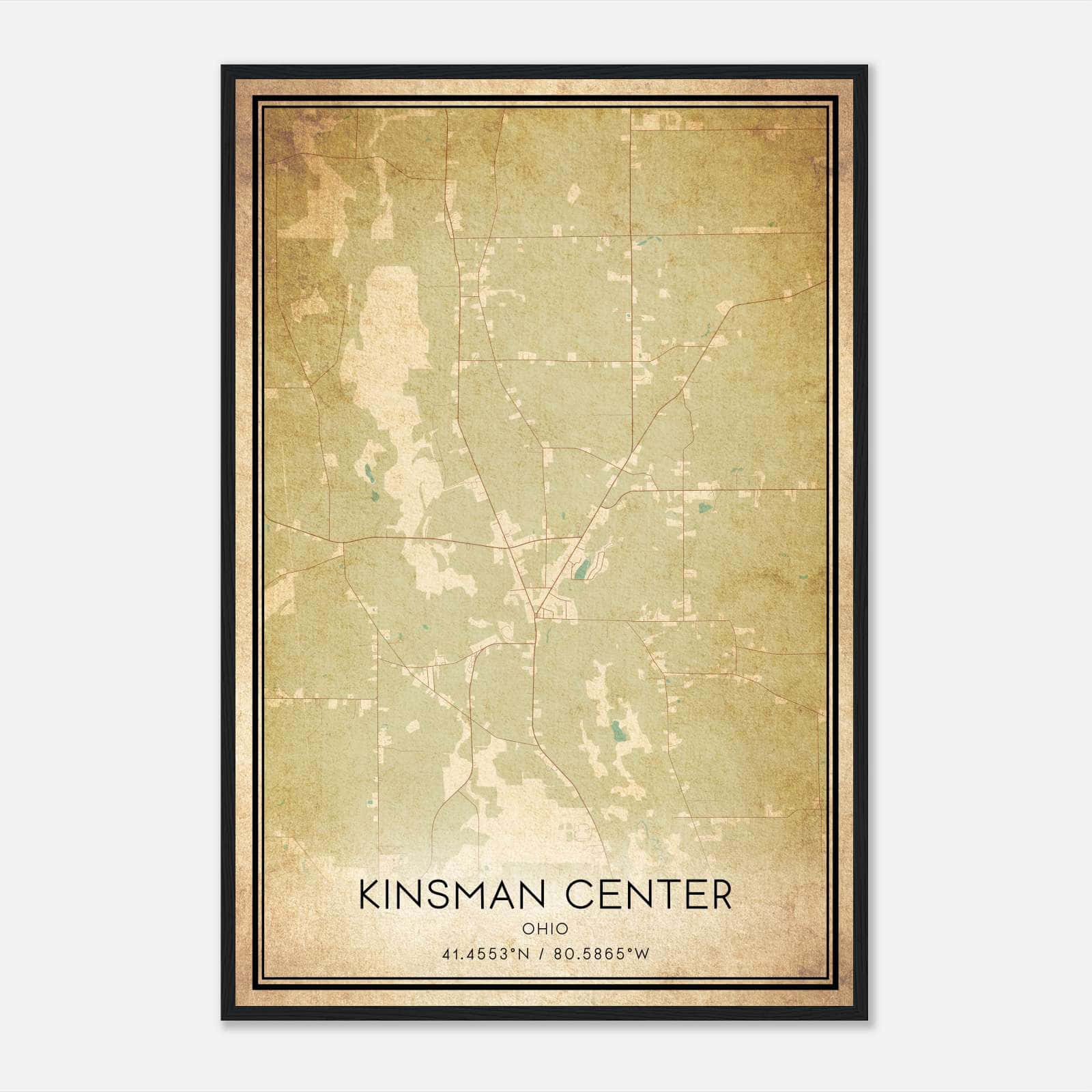 Vintage Kinsman Center Ohio Map Poster, Kinsman Center OH City Road Wall Art Print Vintage Kinsman Center Ohio Map Poster, Kinsman Center OH City Road Wall Art Print