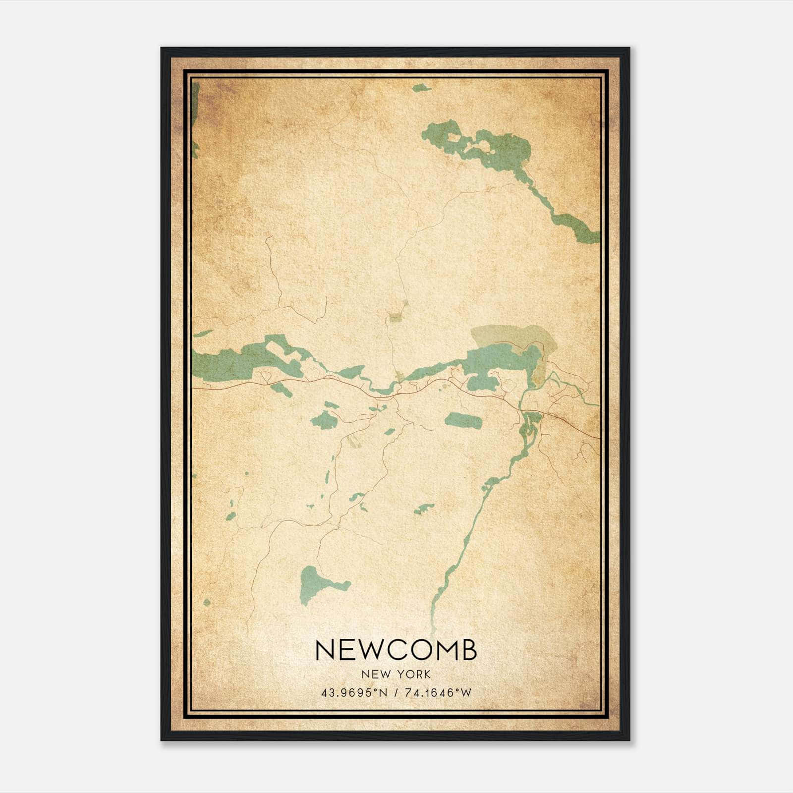 Vintage Newcomb New York Map Poster, Newcomb NY City Road Wall Art Print Vintage Newcomb New York Map Poster, Newcomb NY City Road Wall Art Print