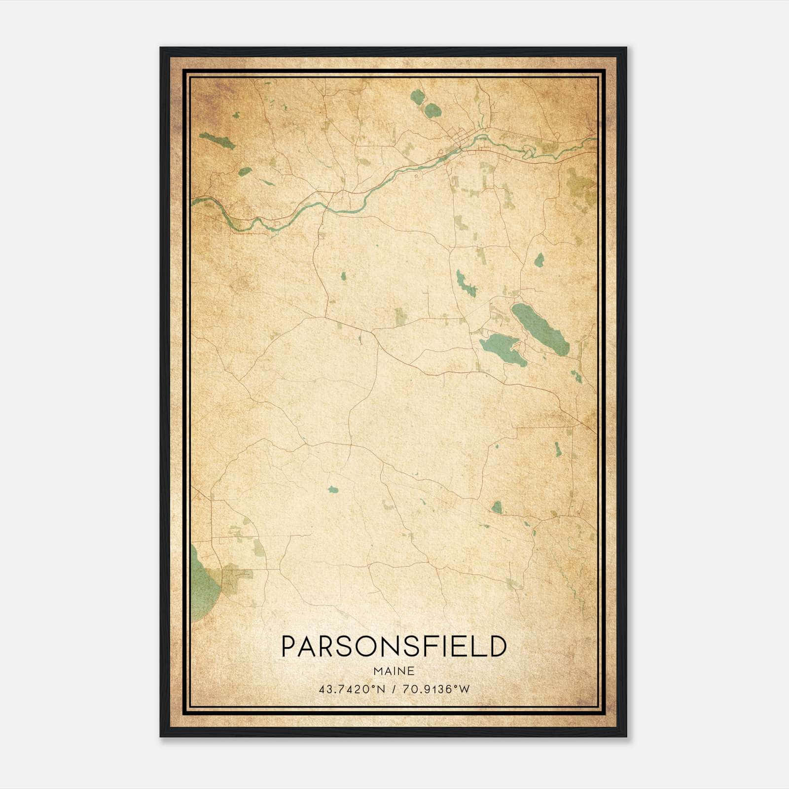 Vintage Parsonsfield Maine Map Poster, Parsonsfield ME City Road Wall Art Print Vintage Parsonsfield Maine Map Poster, Parsonsfield ME City Road Wall Art Print