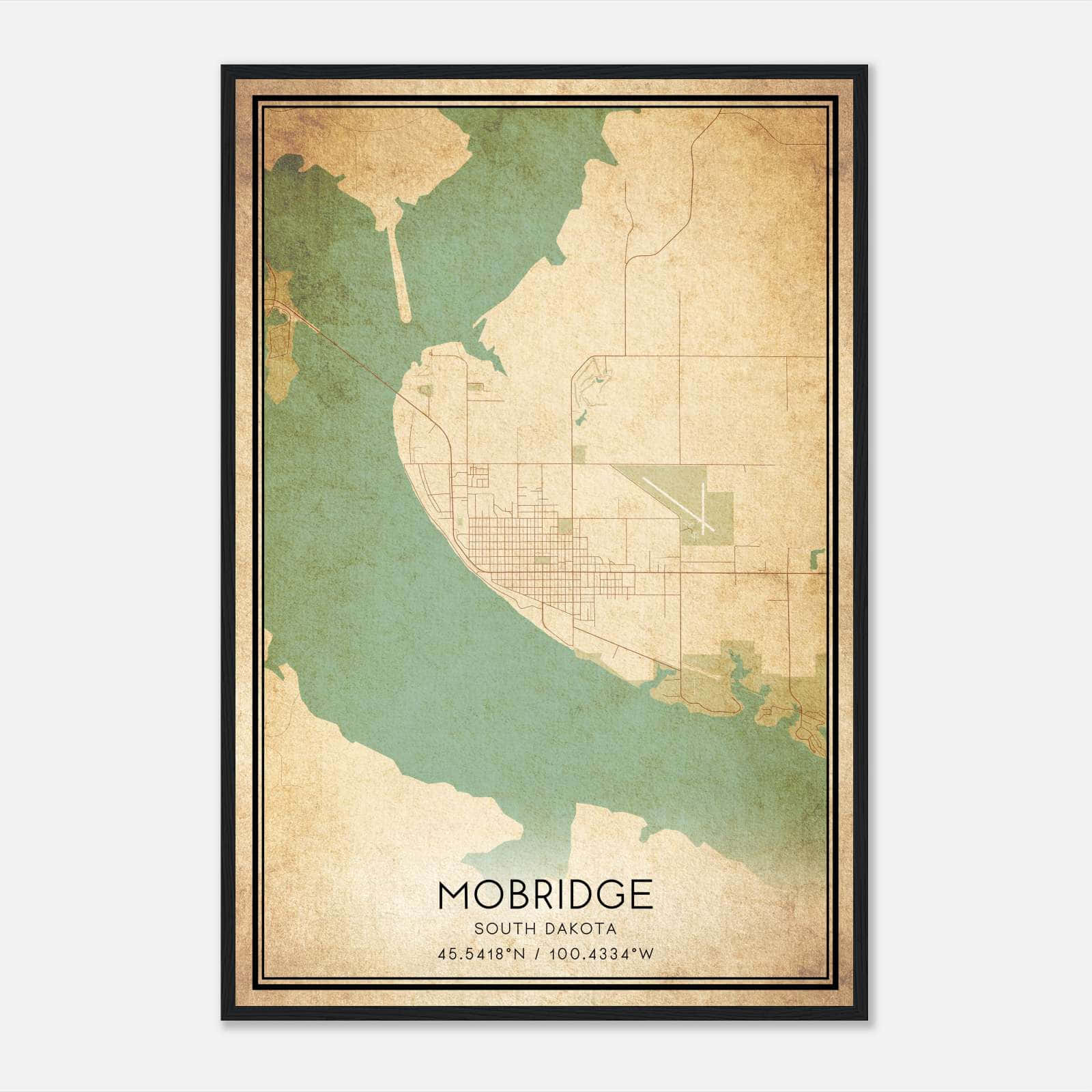 Vintage Mobridge South Dakota Map Poster, Mobridge SD City Road Wall Art Print Vintage Mobridge South Dakota Map Poster, Mobridge SD City Road Wall Art Print