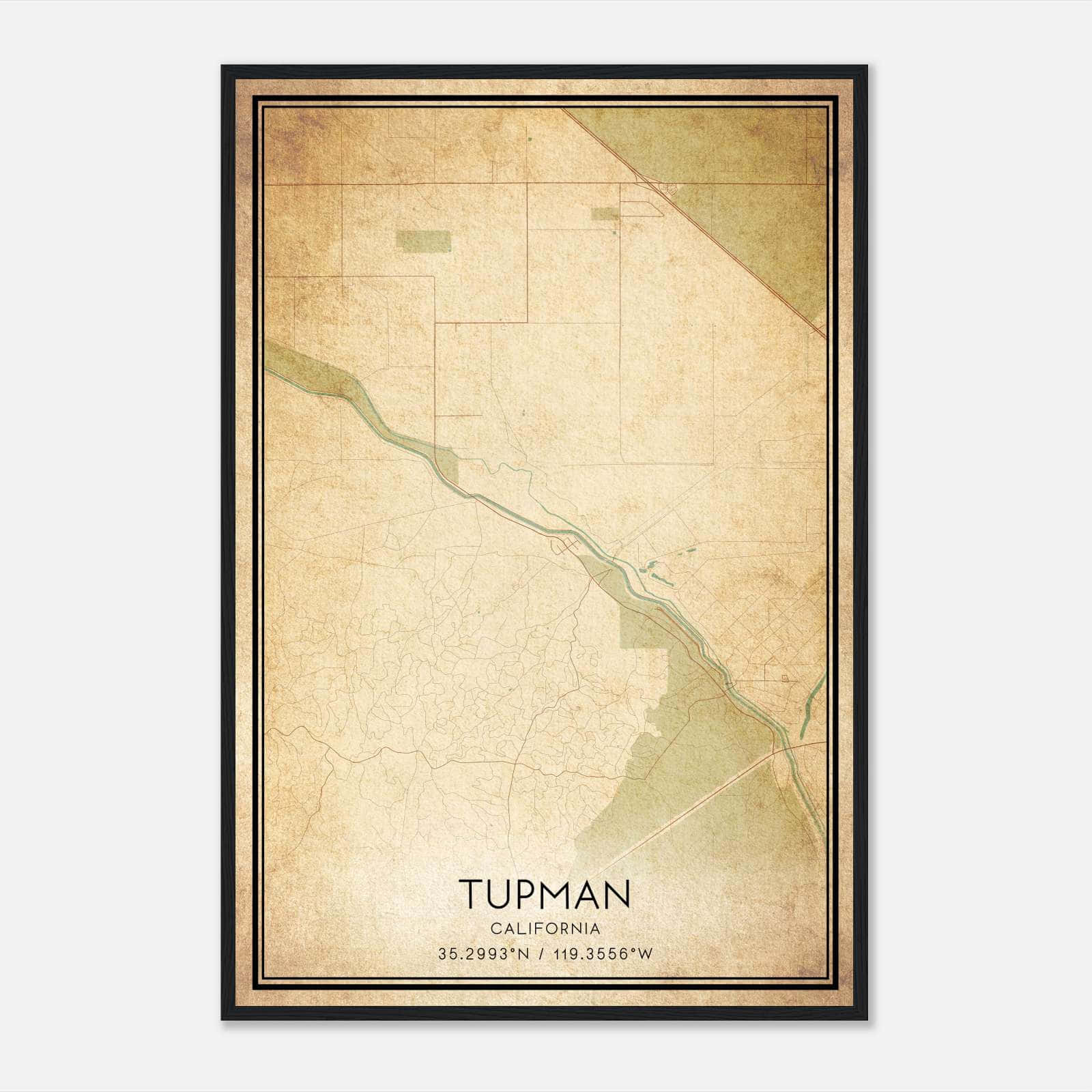 Vintage Tupman California Map Poster, Tupman CA City Road Wall Art Print Vintage Tupman California Map Poster, Tupman CA City Road Wall Art Print